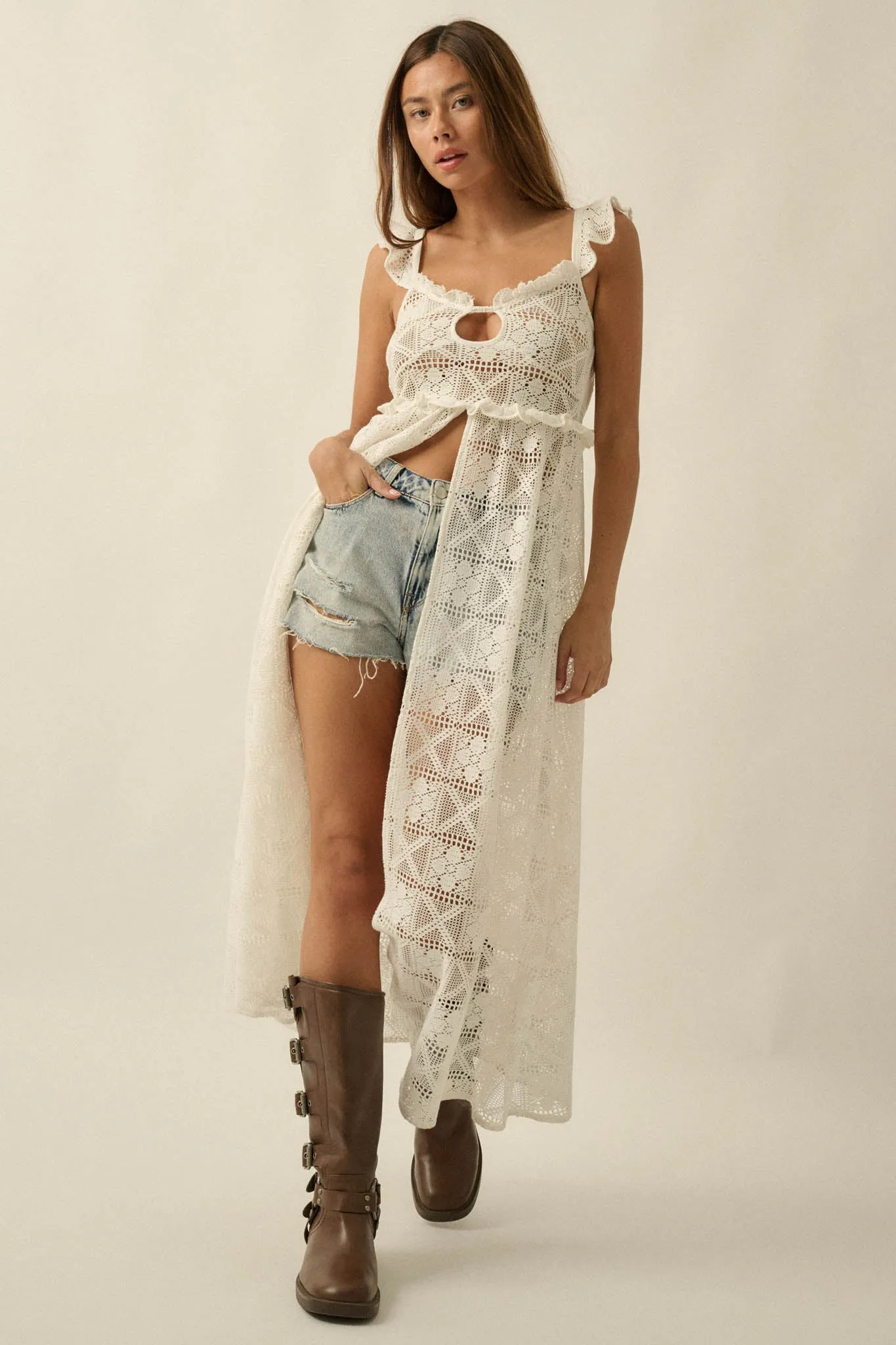 Kindred Spirit Crochet Lace Layering Midi Dress sold by Promesa product image thumbnail 4