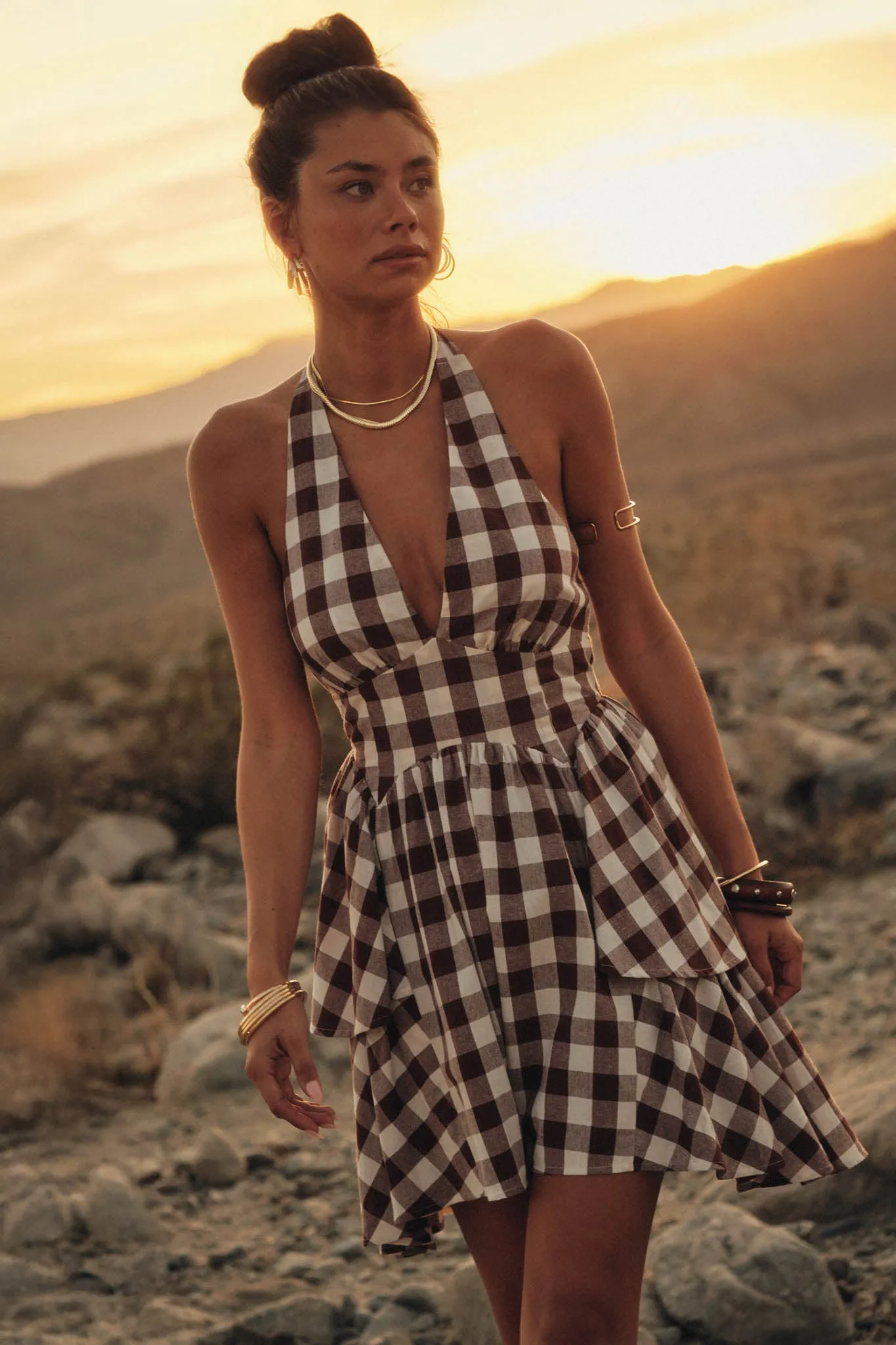 Sugar and Spice Gingham Plaid Ruffle Halter Romper sold by Promesa product image thumbnail 2