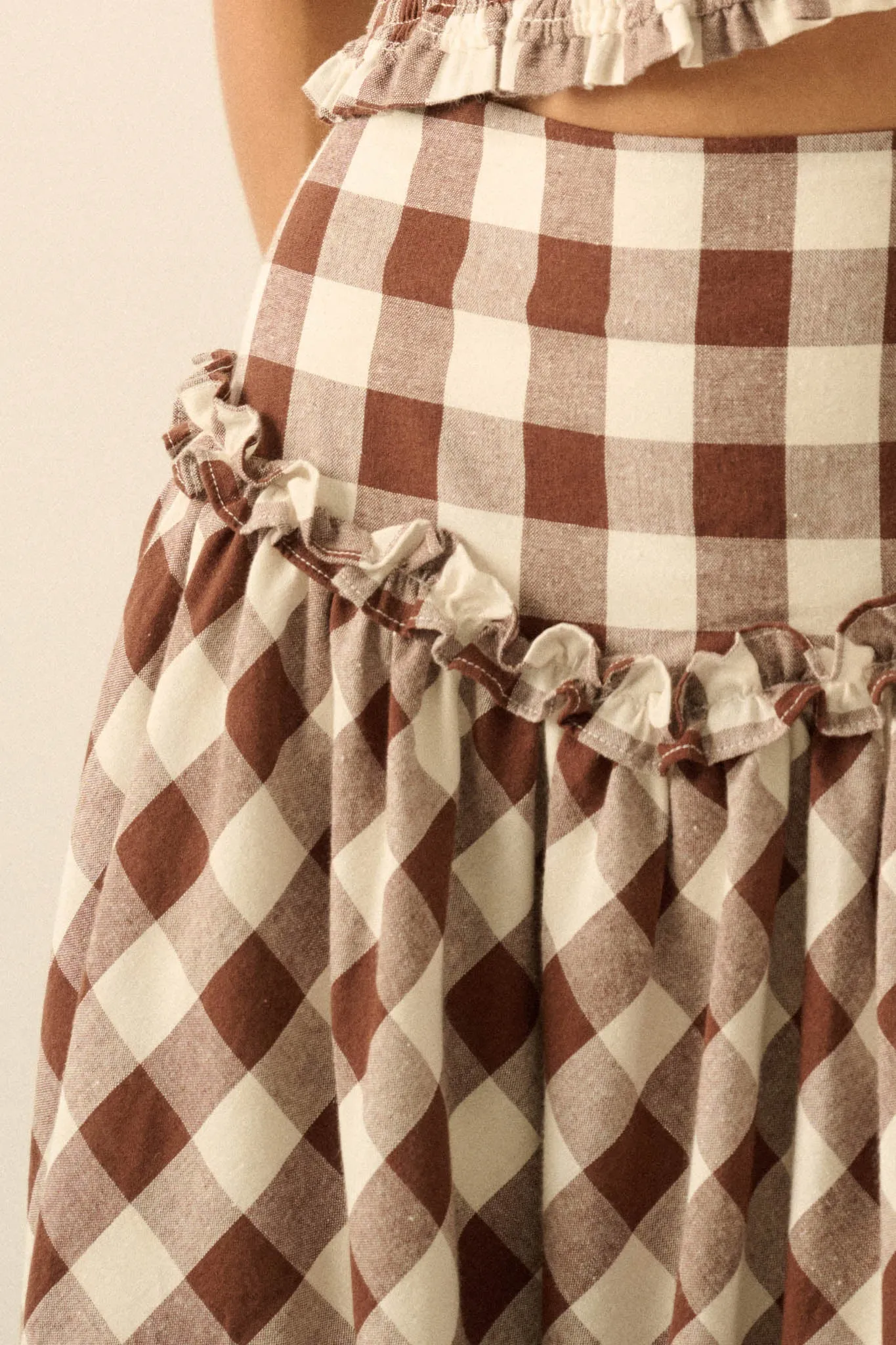 Delicious Days Gingham Plaid Drop-Waist Midi Skirt sold by Promesa product image thumbnail 5