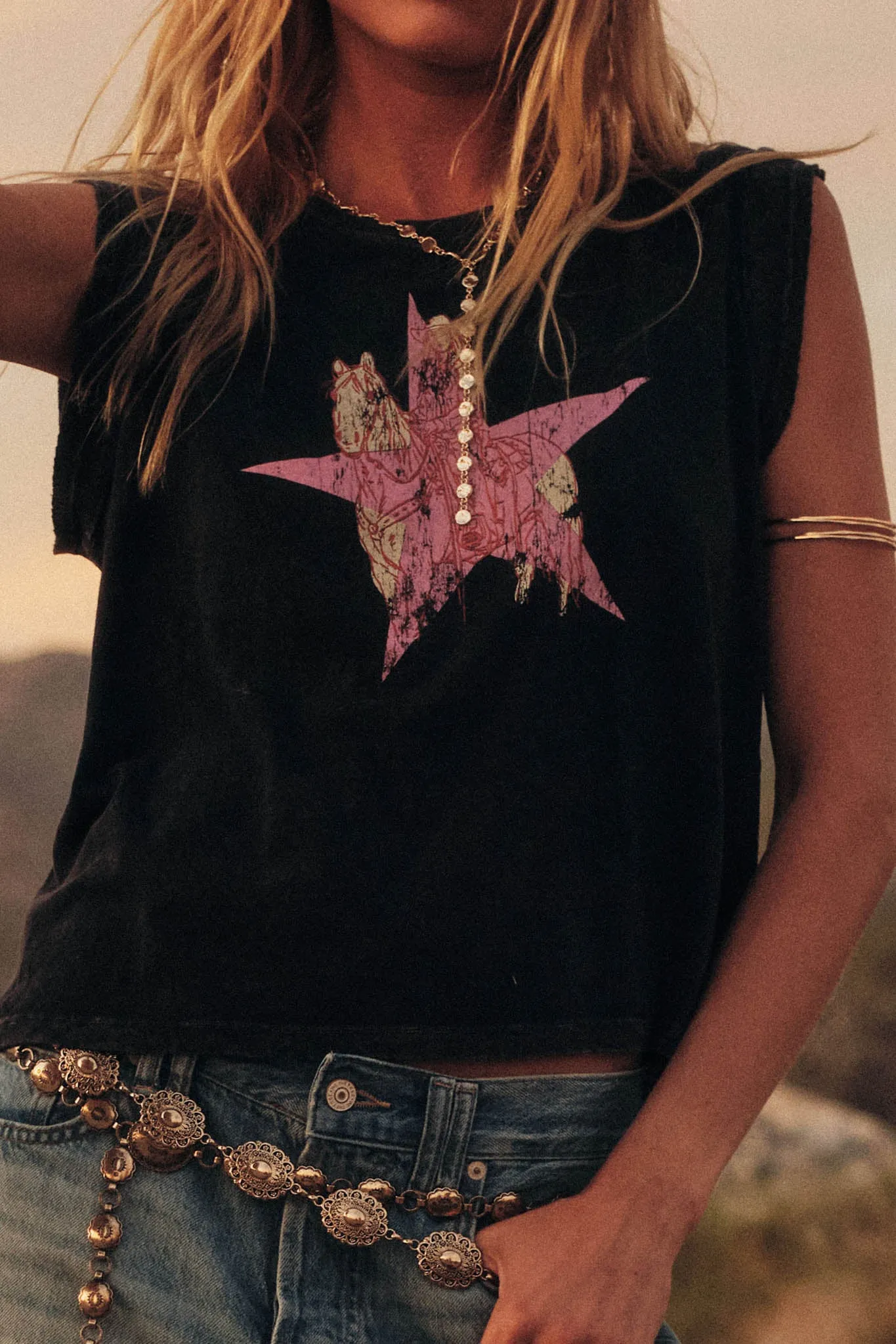 Star Rider Vintage Cowgirl Sleeveless Graphic Tee sold by Promesa product image thumbnail 2