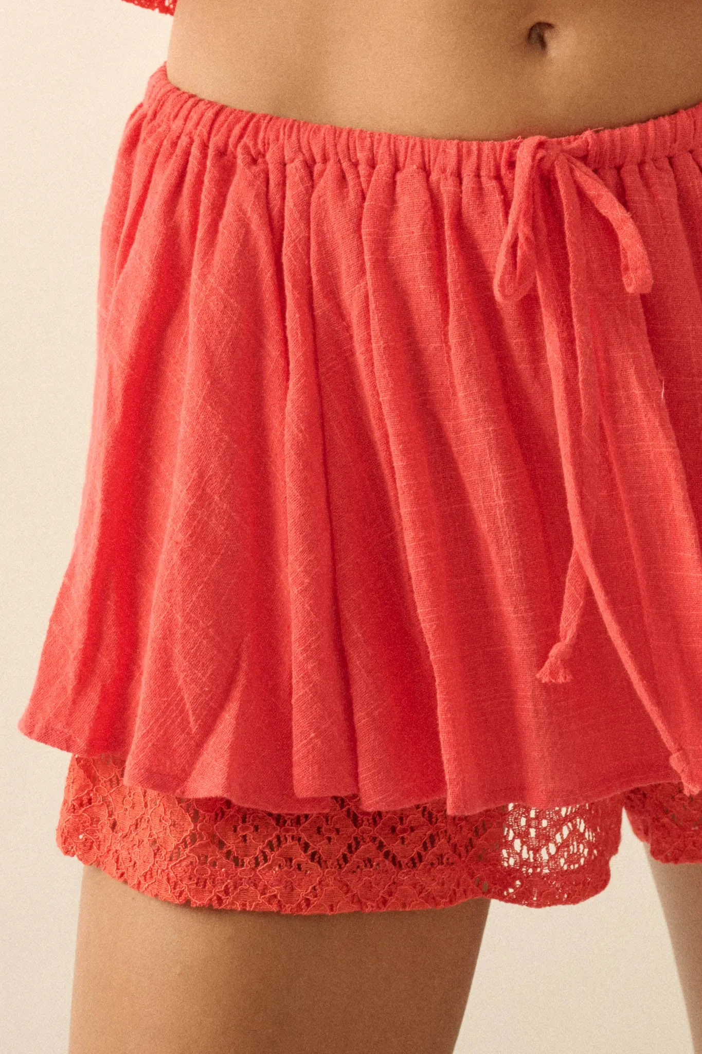 Free Yourself Cotton Gauze and Lace Ruffle Skort sold by Promesa product image thumbnail 5