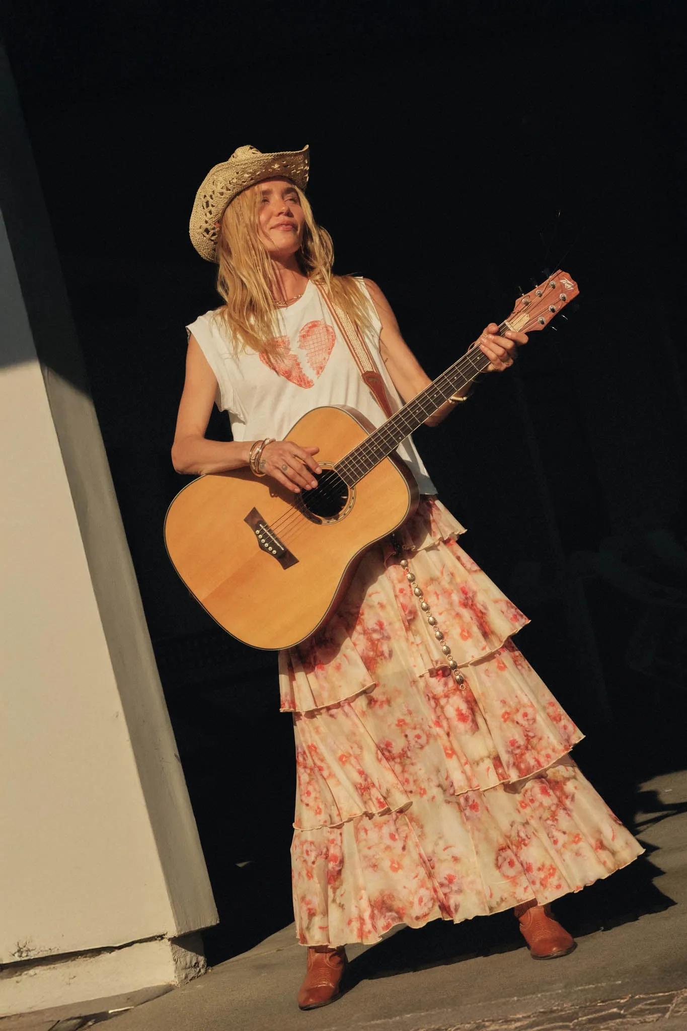 Rosy Blooms Floral Mesh Tiered Ruffle Maxi Skirt sold by Promesa product image thumbnail 3