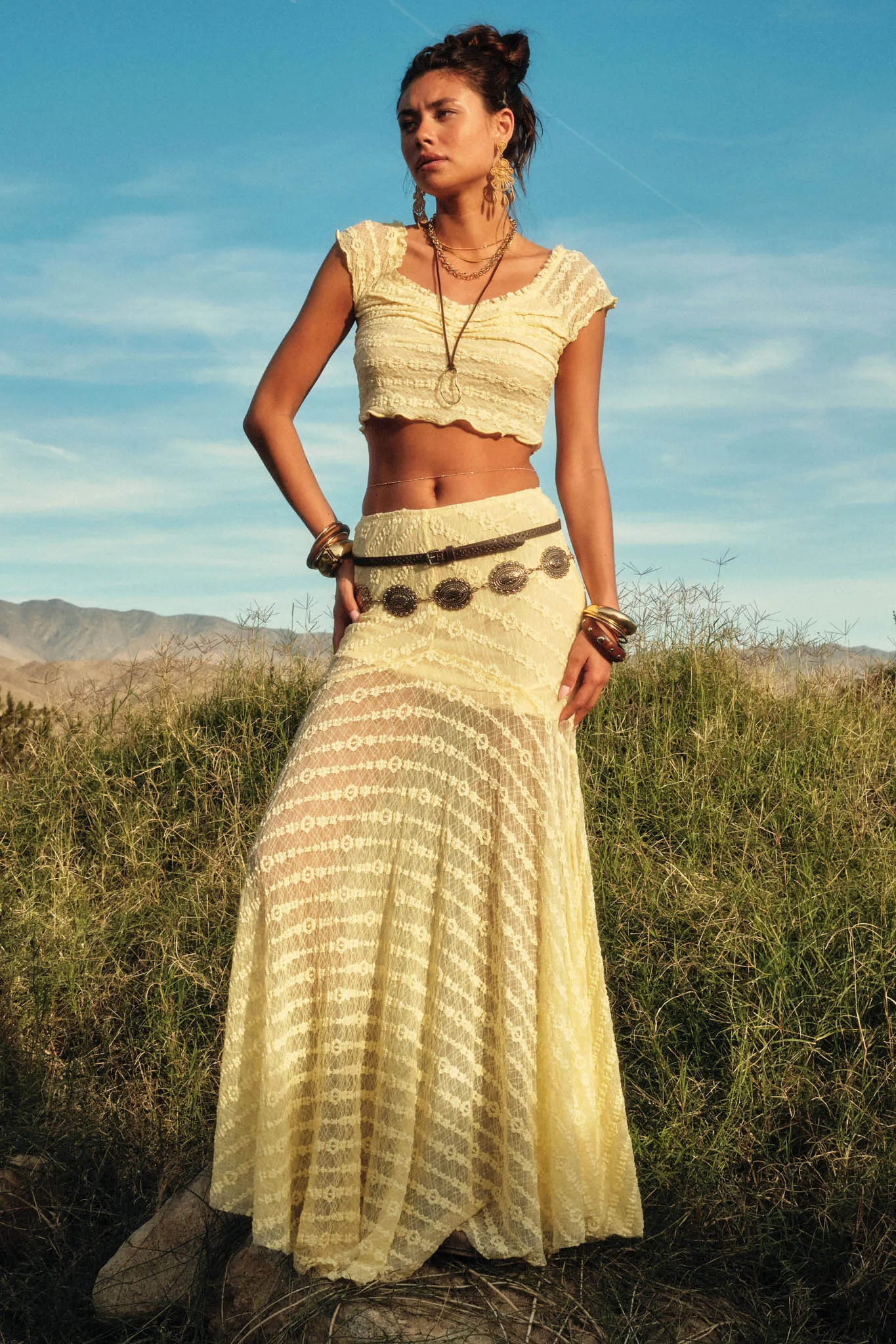 Blossoming Lace Floral Lace Drop-Waist Maxi Skirt sold by Promesa product image thumbnail 3