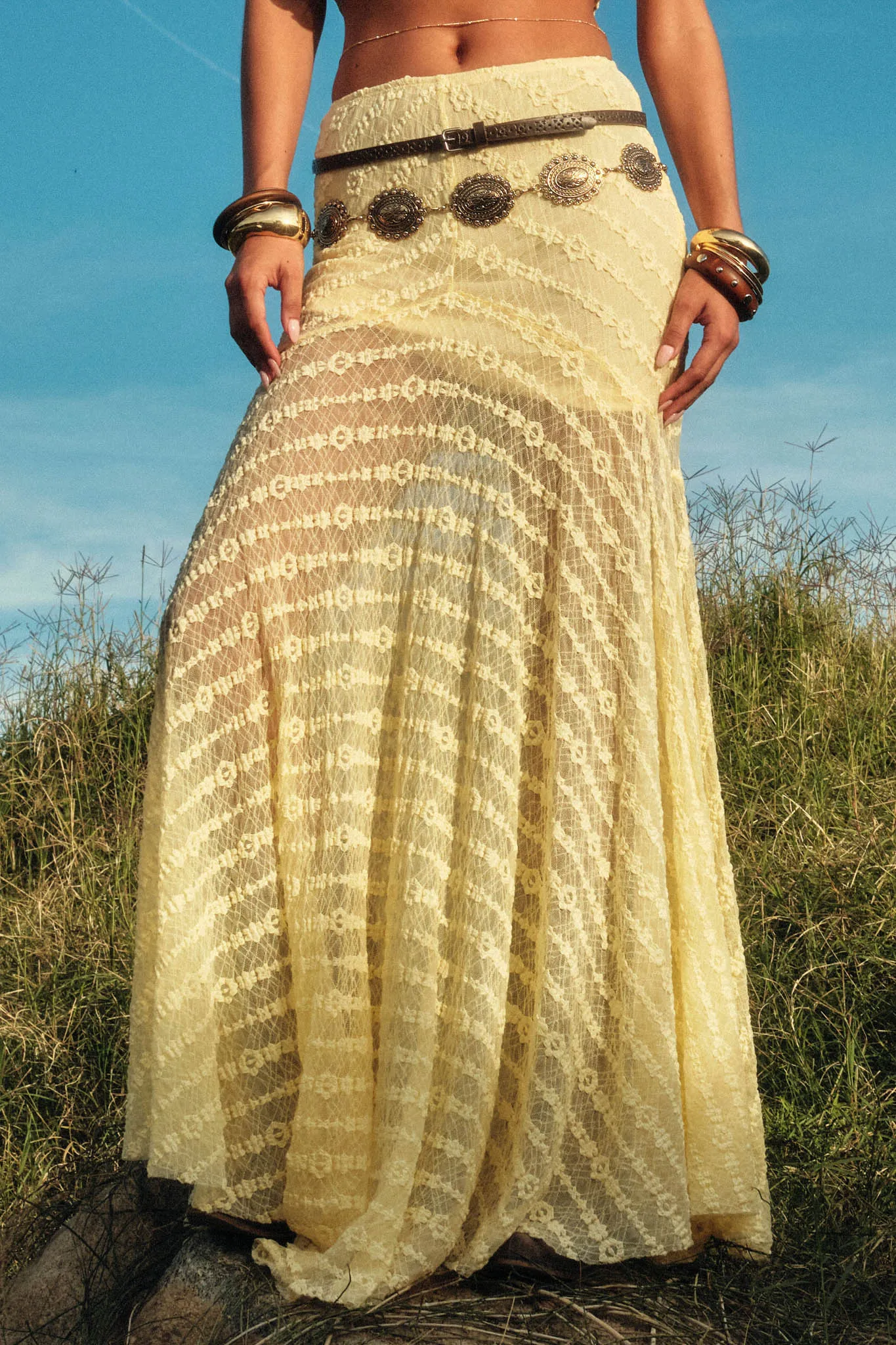 Blossoming Lace Floral Lace Drop-Waist Maxi Skirt sold by Promesa product image thumbnail 2