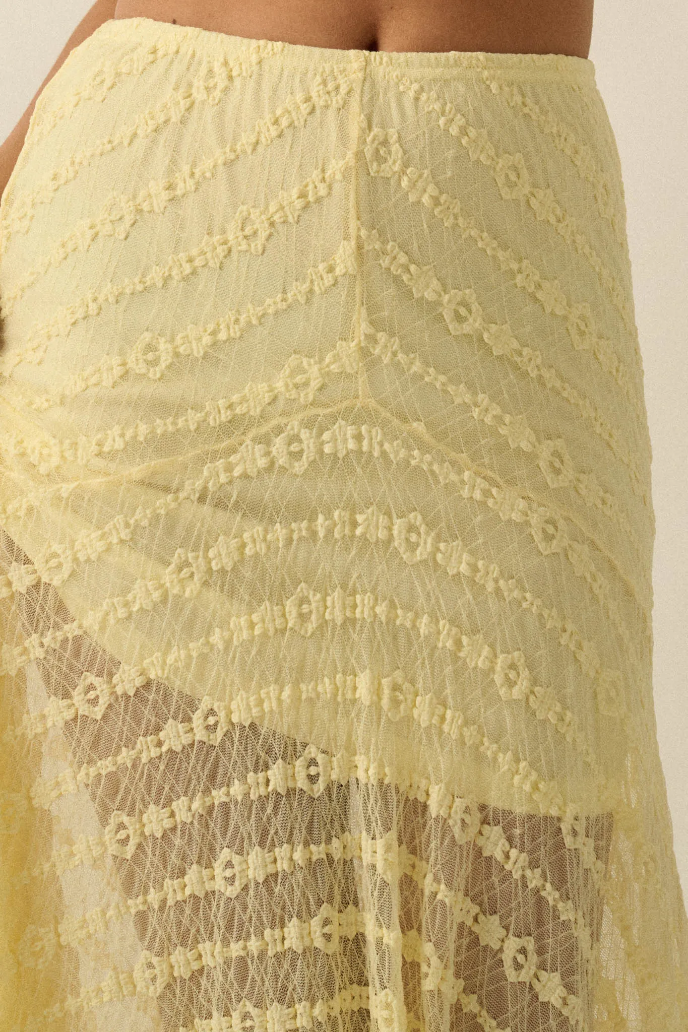 Blossoming Lace Floral Lace Drop-Waist Maxi Skirt sold by Promesa product image thumbnail 5