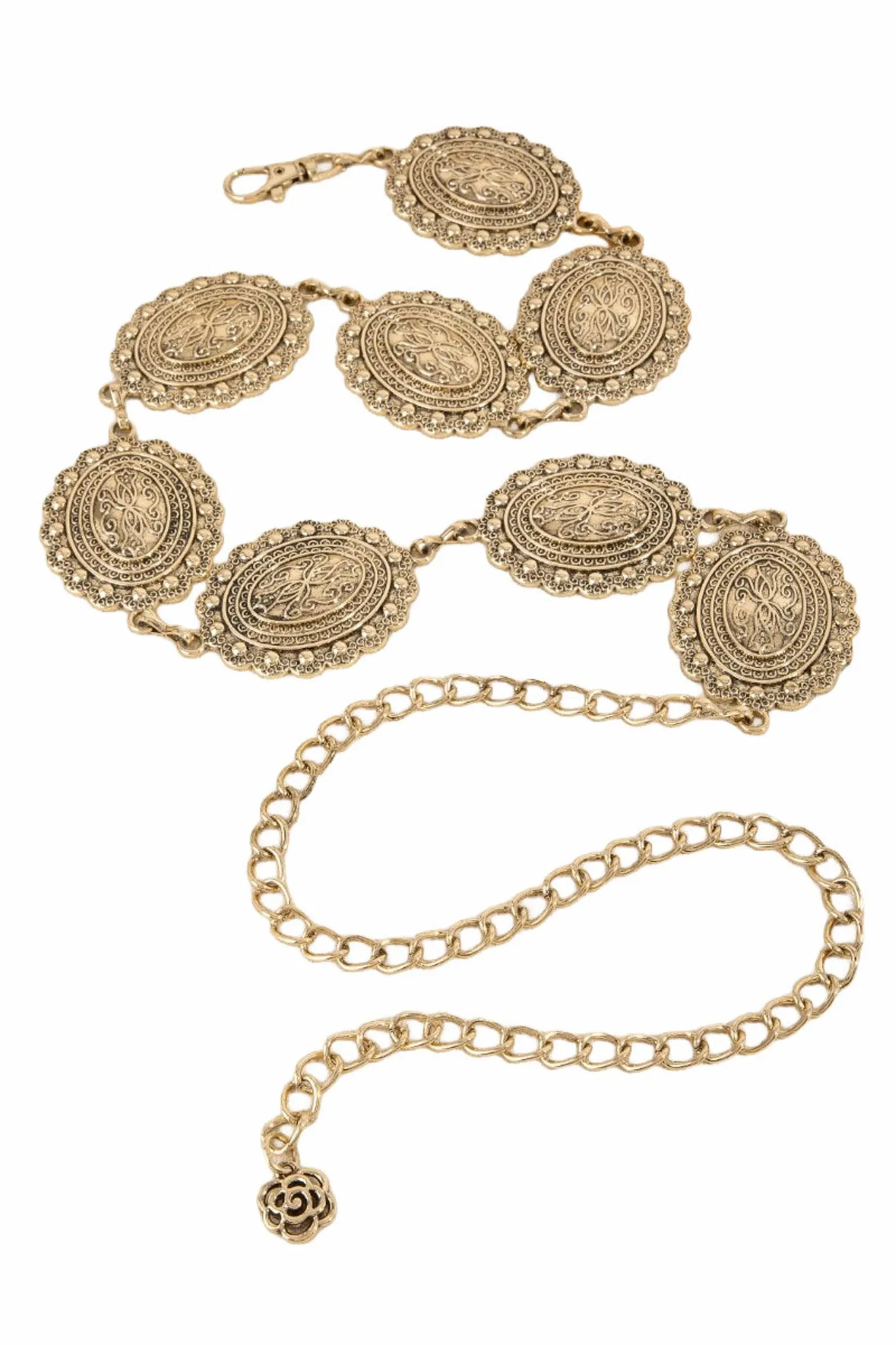 Eldorado Ornate Gold Concho Chain Belt sold by Promesa