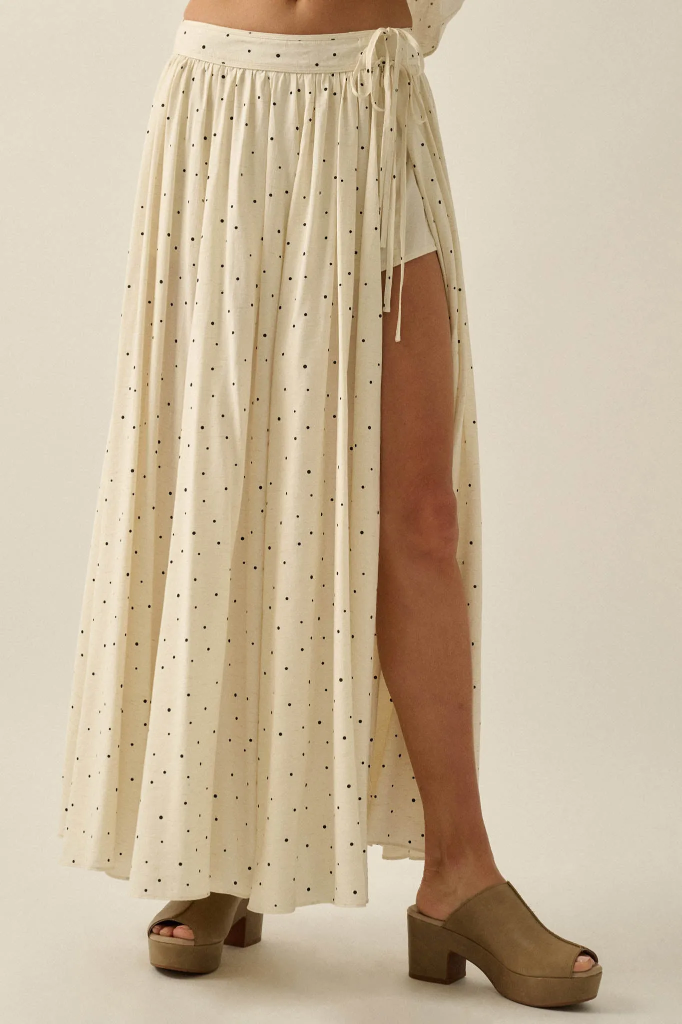 Well Spotted Polka Dot Tie-Side Maxi Skort sold by Promesa product image thumbnail 2