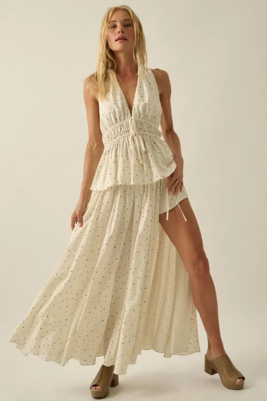 Well Spotted Polka Dot Tie-Side Maxi Skort made by Promesa
