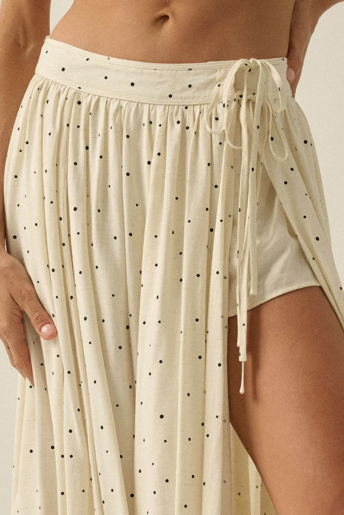 Well Spotted Polka Dot Tie-Side Maxi Skort sold by Promesa product image thumbnail 3