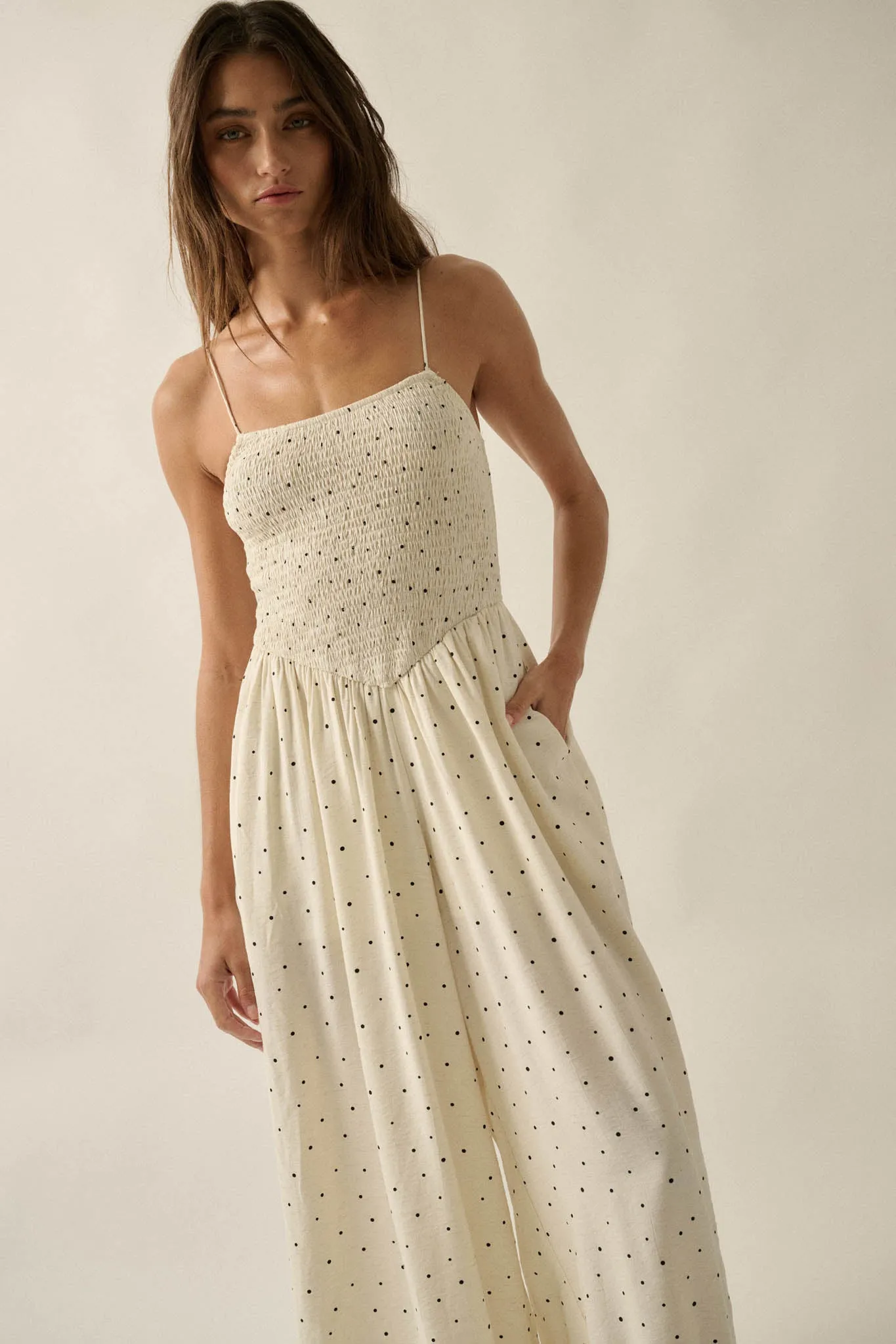 Spot On Polka Dot Smocked Wide-Leg Jumpsuit sold by Promesa product image thumbnail 5
