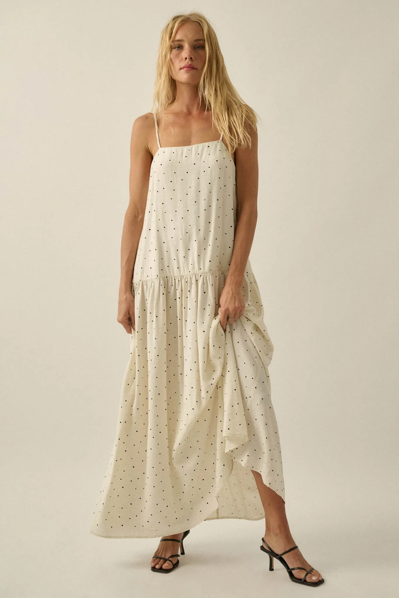 Sweet Spot Polka Dot Drop-Waist Cami Maxi Dress sold by Promesa