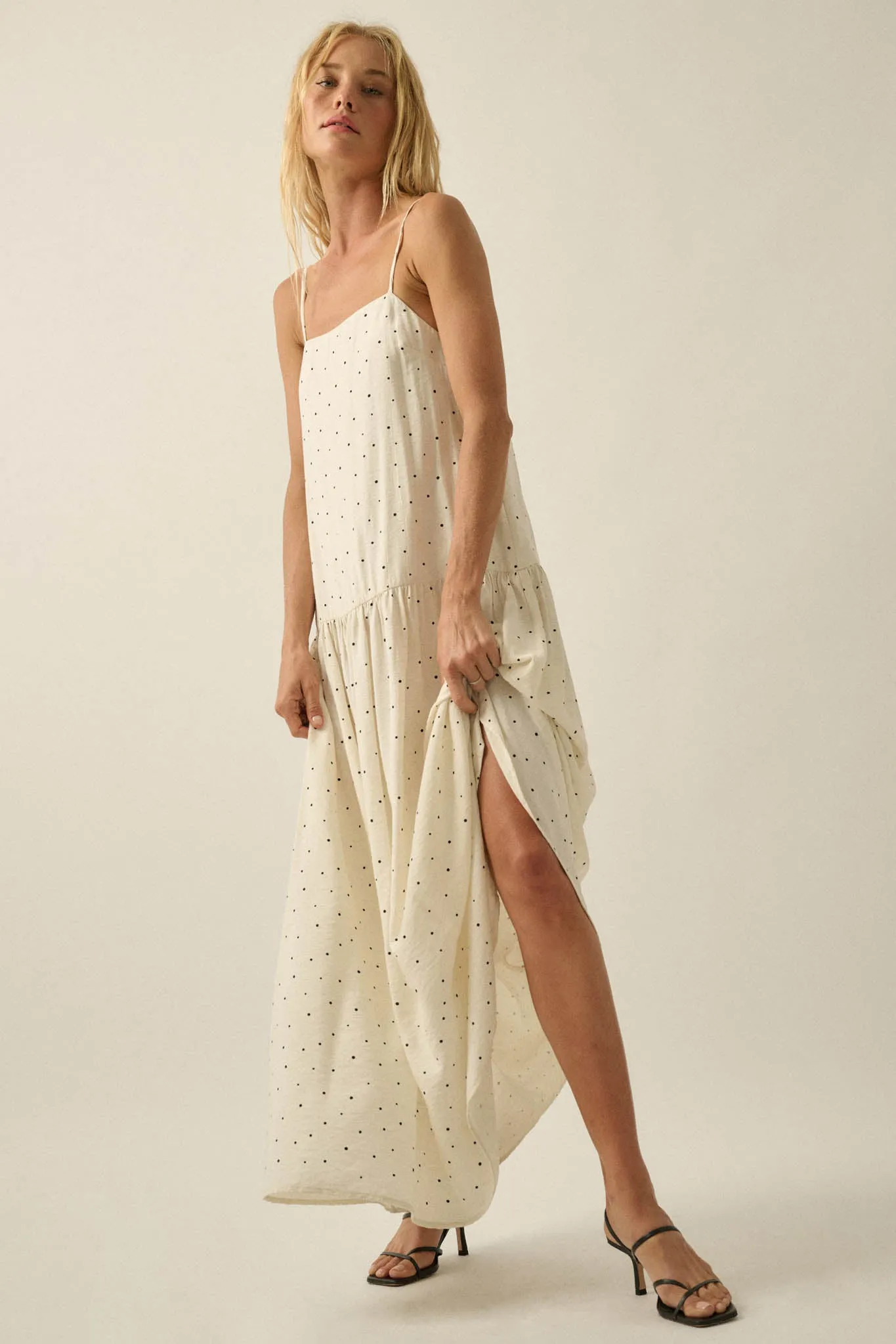 Sweet Spot Polka Dot Drop-Waist Cami Maxi Dress sold by Promesa product image thumbnail 5