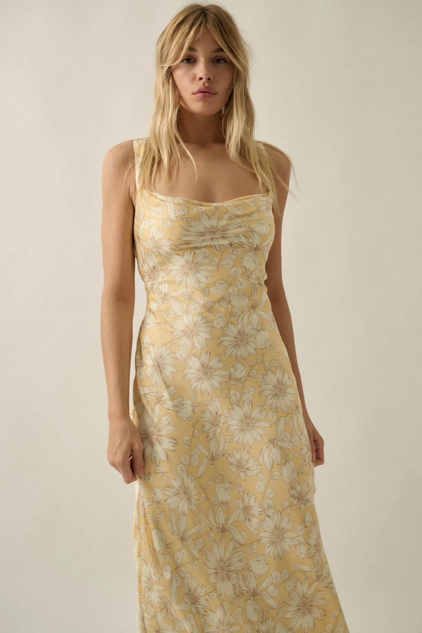 Dreamy Daisy Floral Satin Lace-Up Back Maxi Dress sold by Promesa product image thumbnail 3