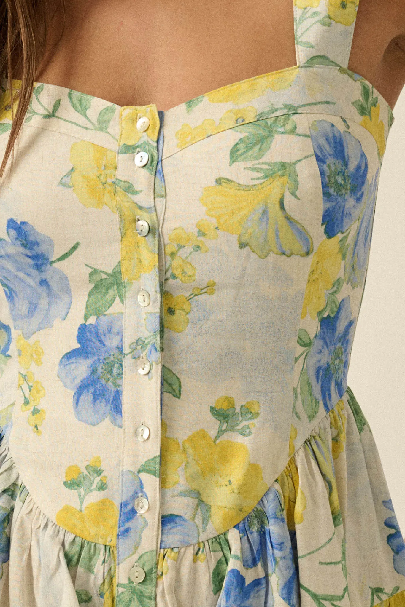 Beauty Within Floral Buttoned Tiered Ruffle Romper sold by Promesa product image thumbnail 5