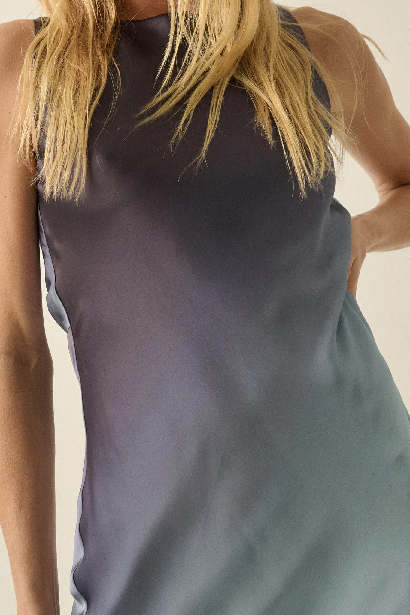 Glow Up Ombre Satin Cowl-Back Maxi Dress sold by Promesa product image thumbnail 3