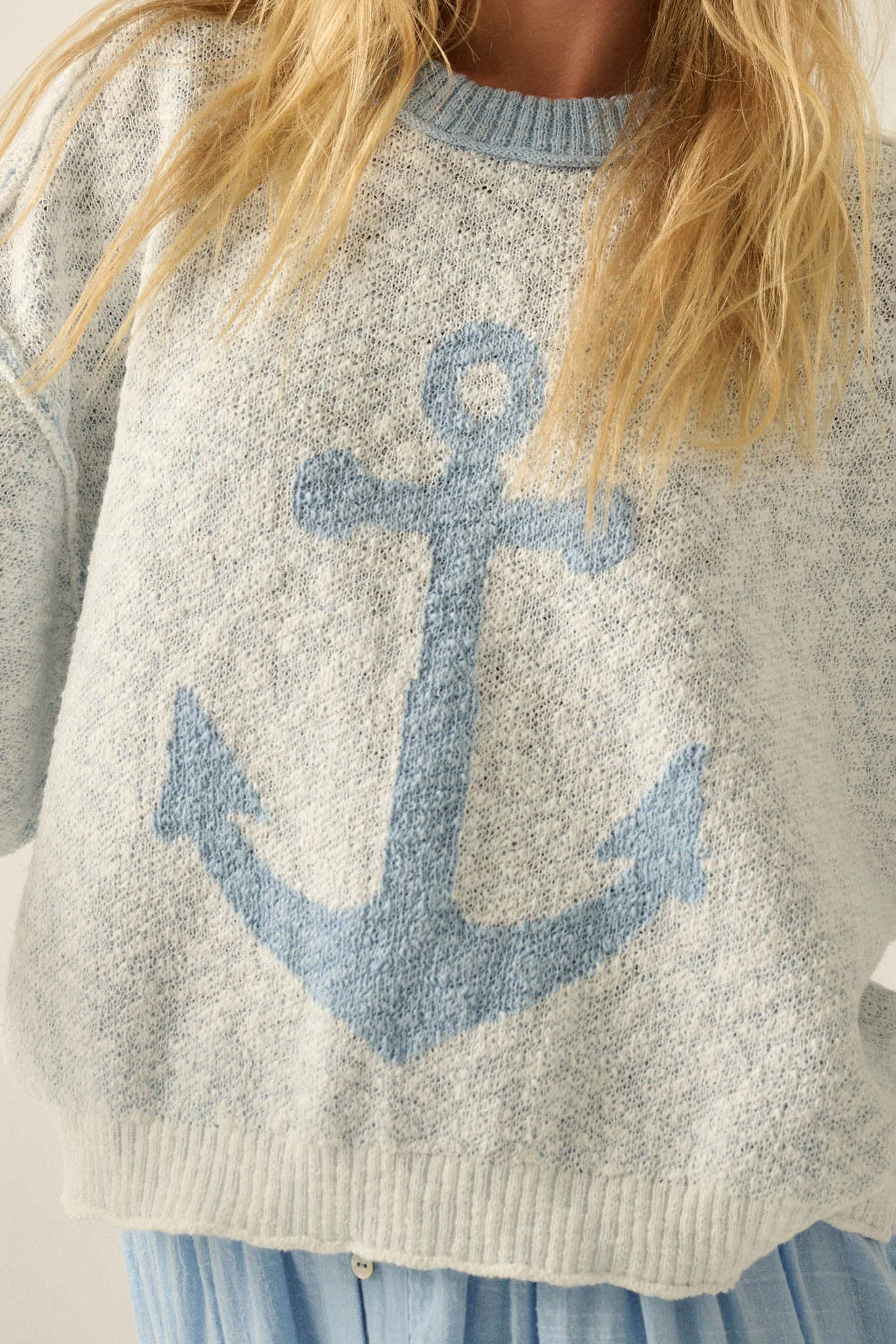 Anchors Up Jacquard-Knit Short-Sleeve Sweater sold by Promesa product image thumbnail 2