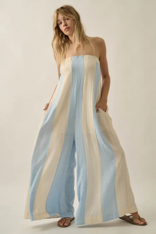 Ready to Flow Colorblock Gauze Strapless Jumpsuit made by Promesa