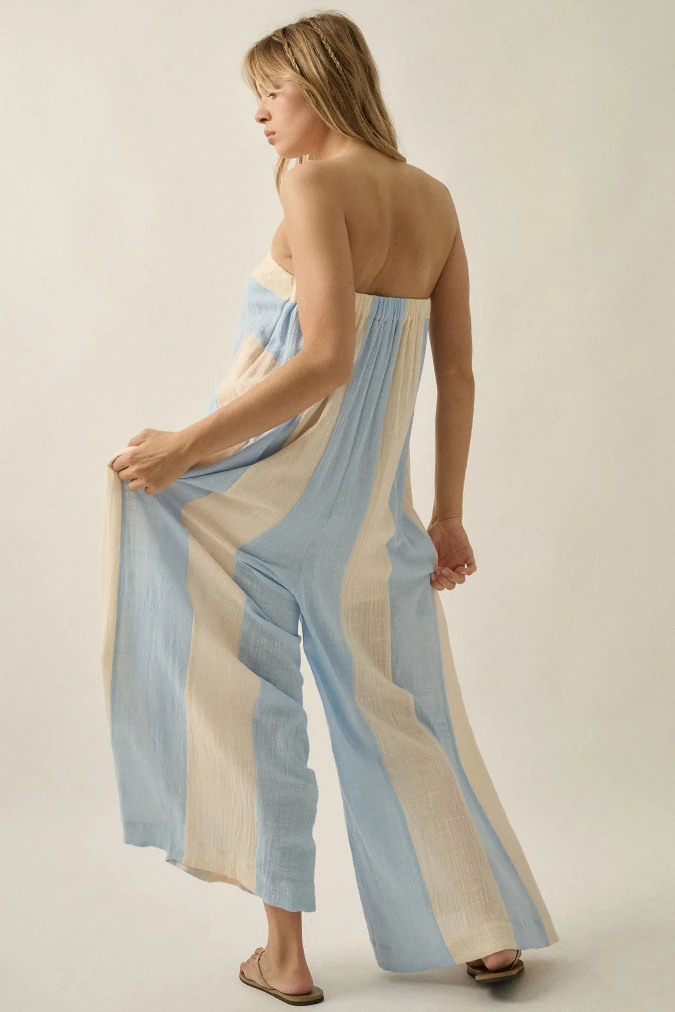 Ready to Flow Colorblock Gauze Strapless Jumpsuit sold by Promesa product image thumbnail 2
