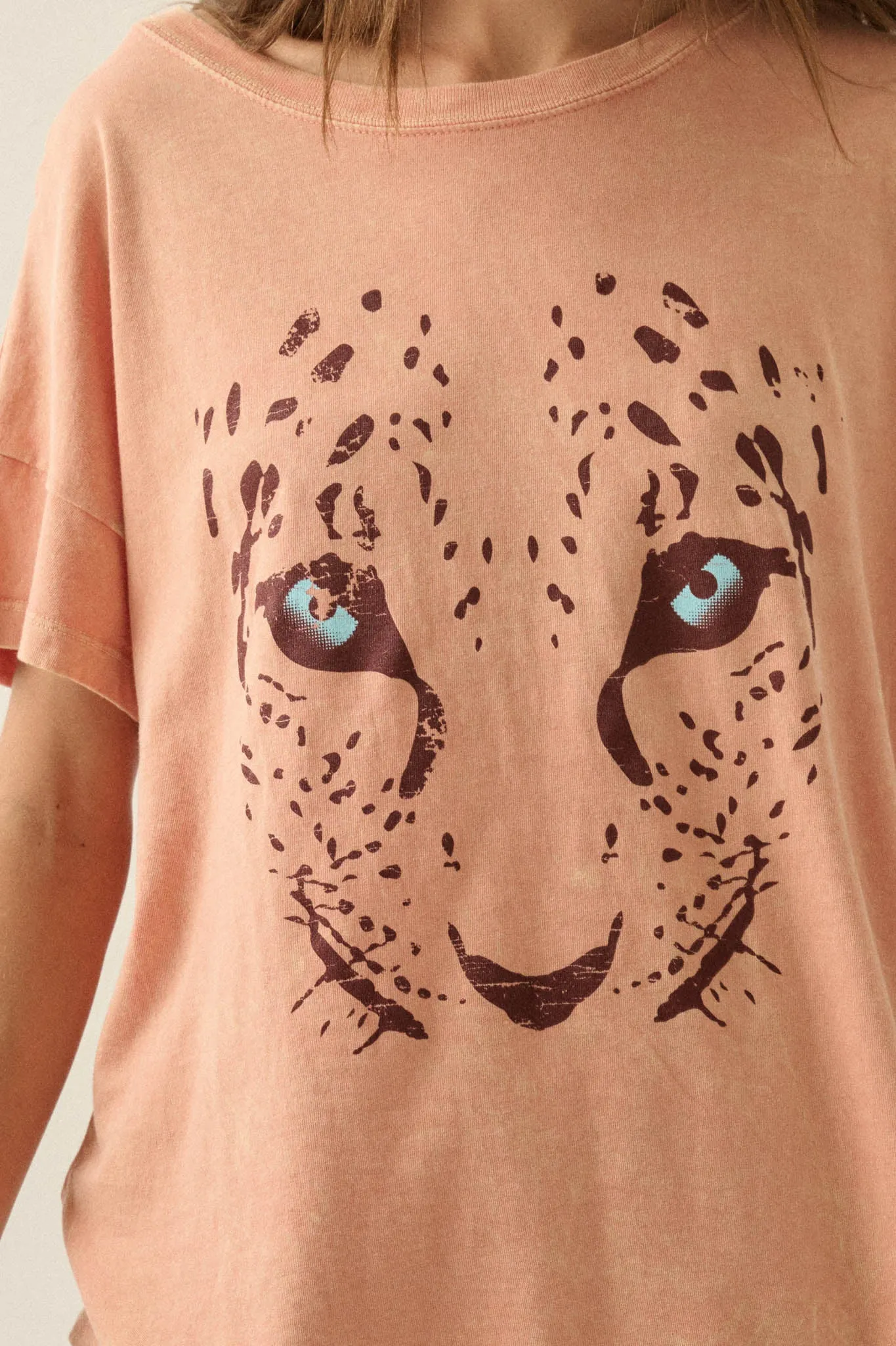 Hungry Eyes Vintage-Wash Cheetah Graphic Tee sold by Promesa product image thumbnail 5