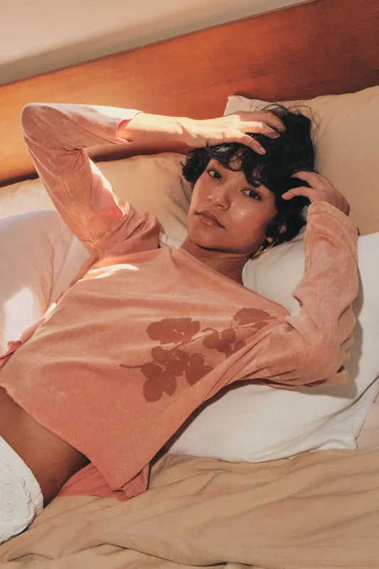 Faded Rose Long-Sleeve Cropped Graphic Tee made by Promesa