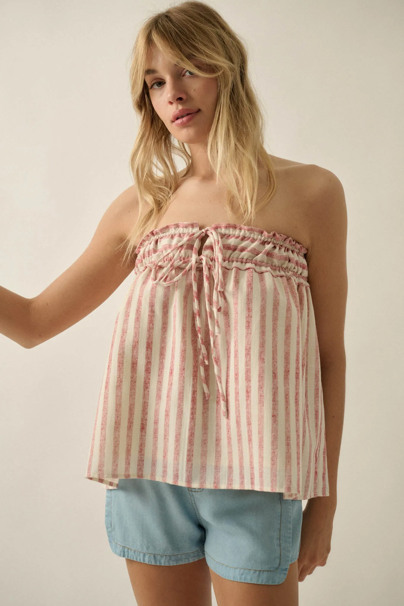 All Weekend Long Striped Strapless Swing Top sold by Promesa product image thumbnail 5