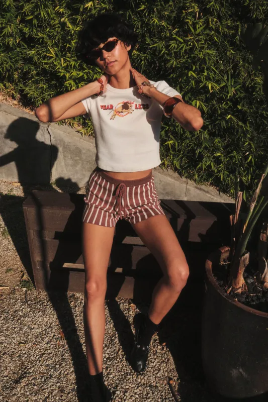 Day Tripper Striped Knit Sweater Shorts made by Promesa