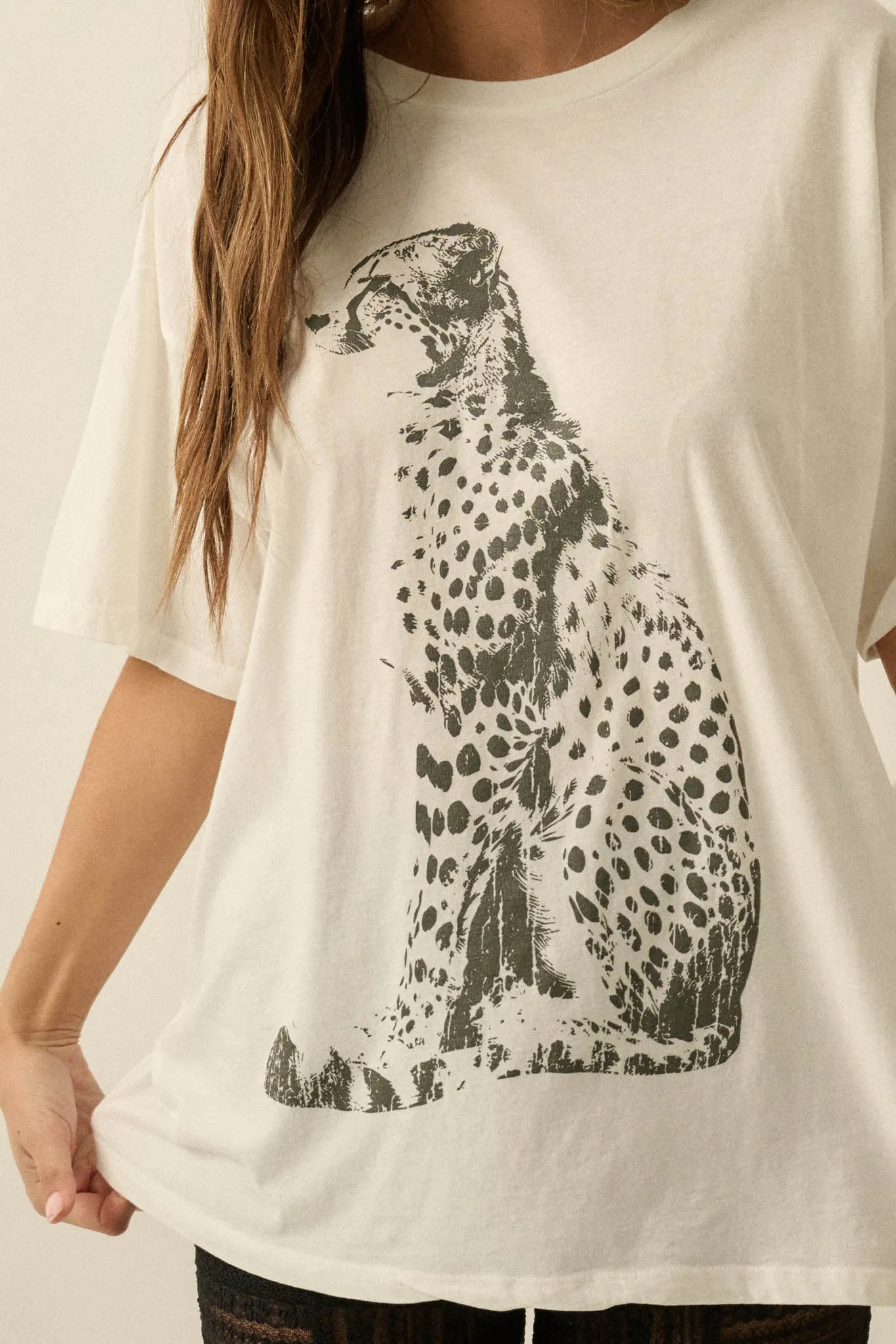 Chill Cheetah Oversize Vintage Graphic Tee sold by Promesa product image thumbnail 5