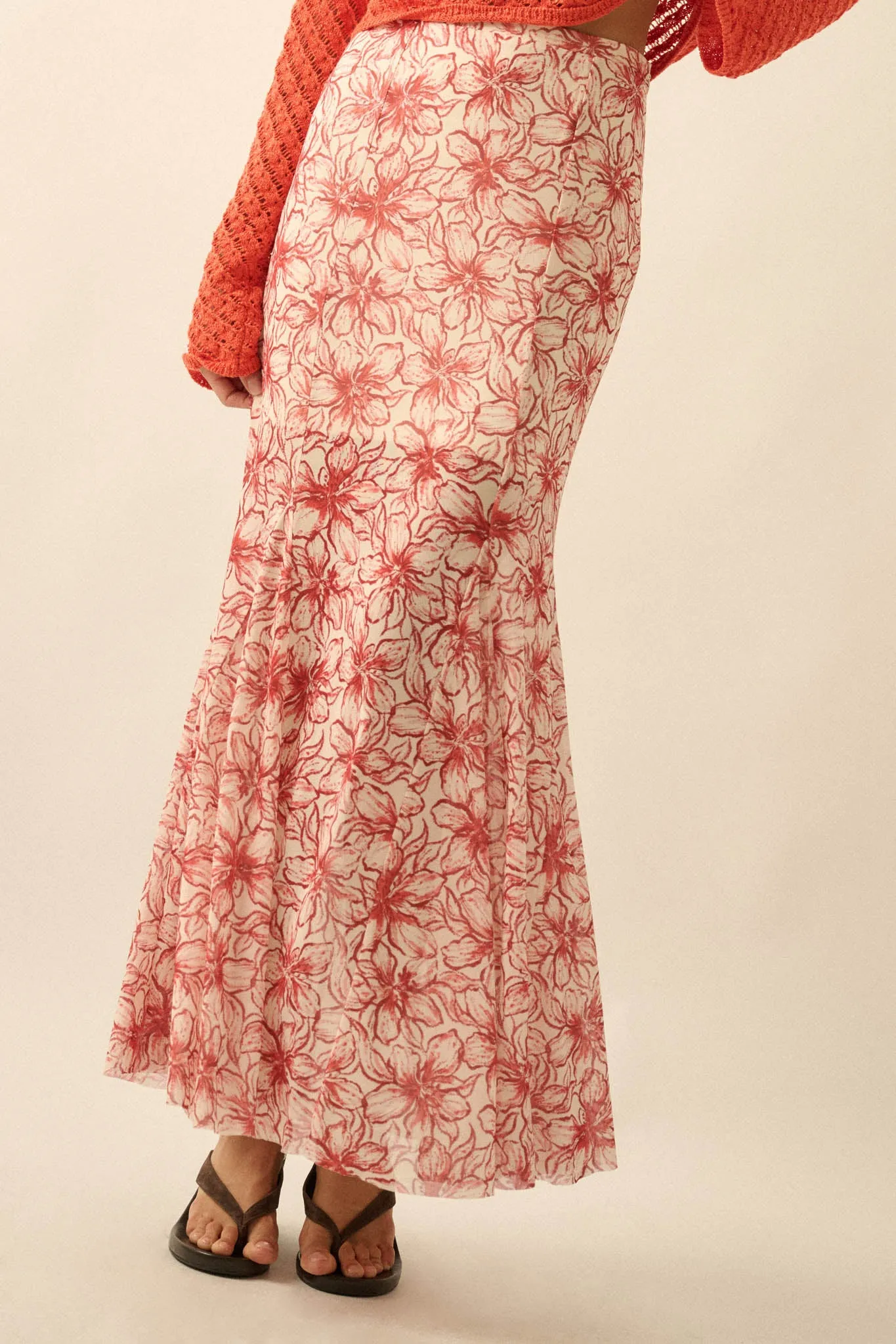 Lily Valley Floral Mesh Mermaid Maxi Skirt sold by Promesa product image thumbnail 2