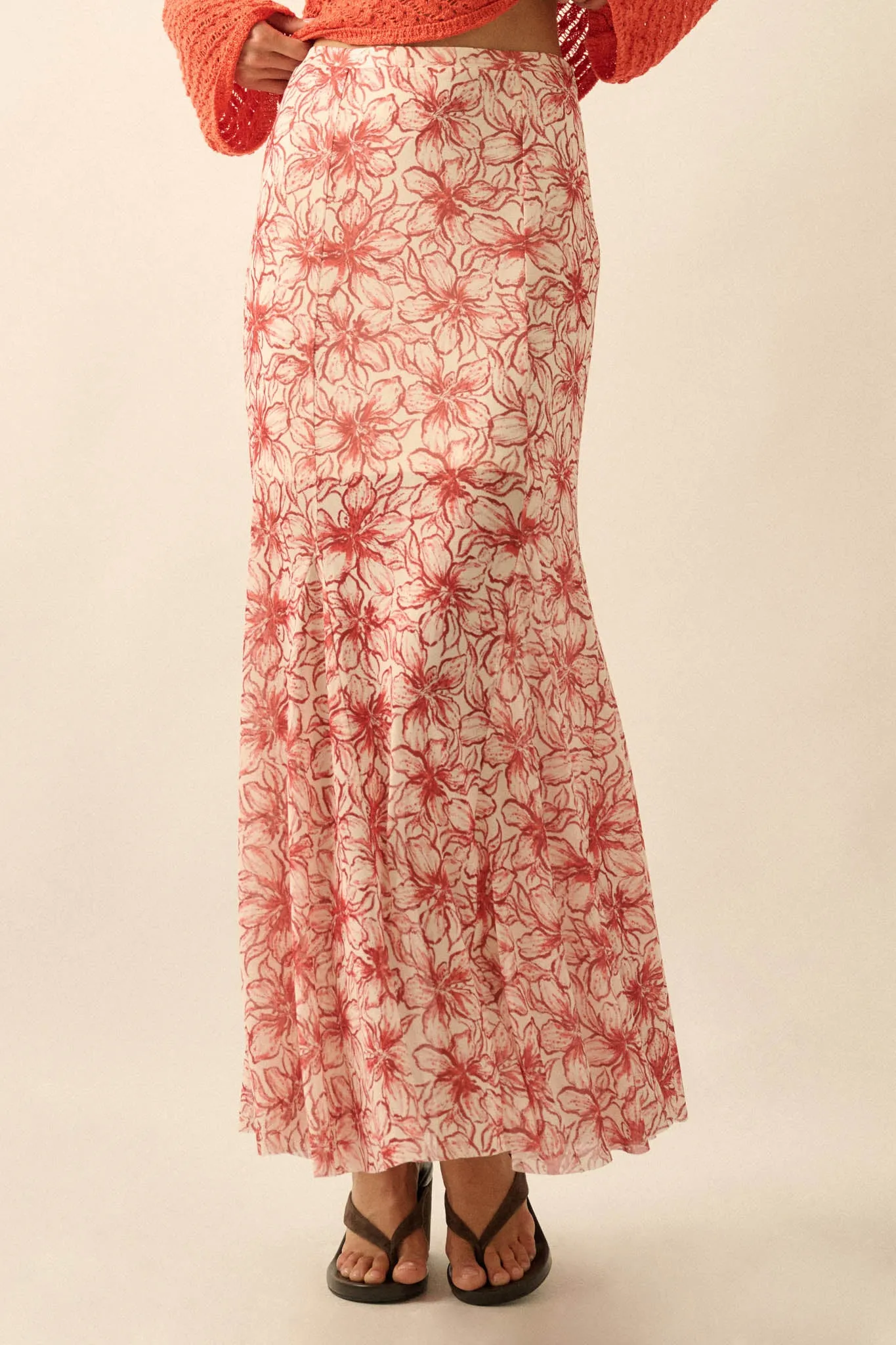 Lily Valley Floral Mesh Mermaid Maxi Skirt sold by Promesa product image thumbnail 5