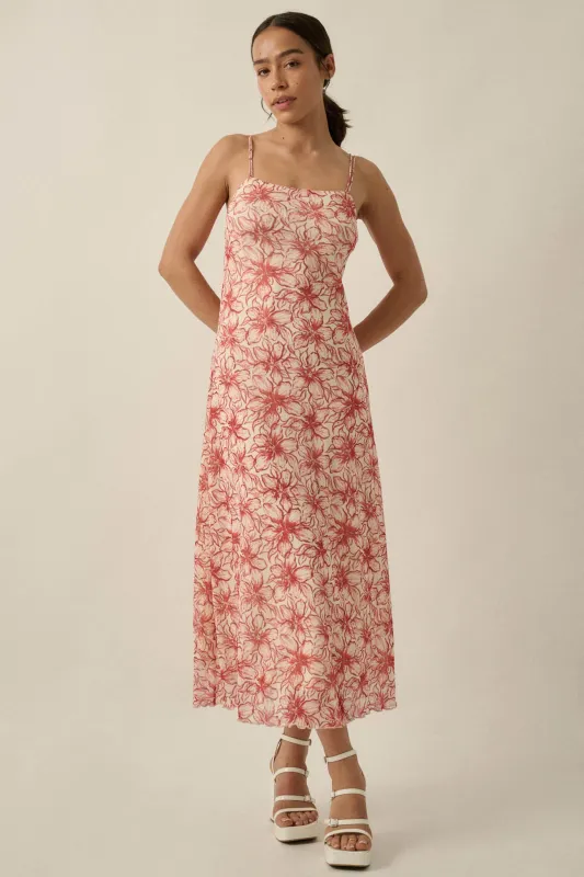 Lilies Bloom Floral Mesh Cami Midi Dress made by Promesa