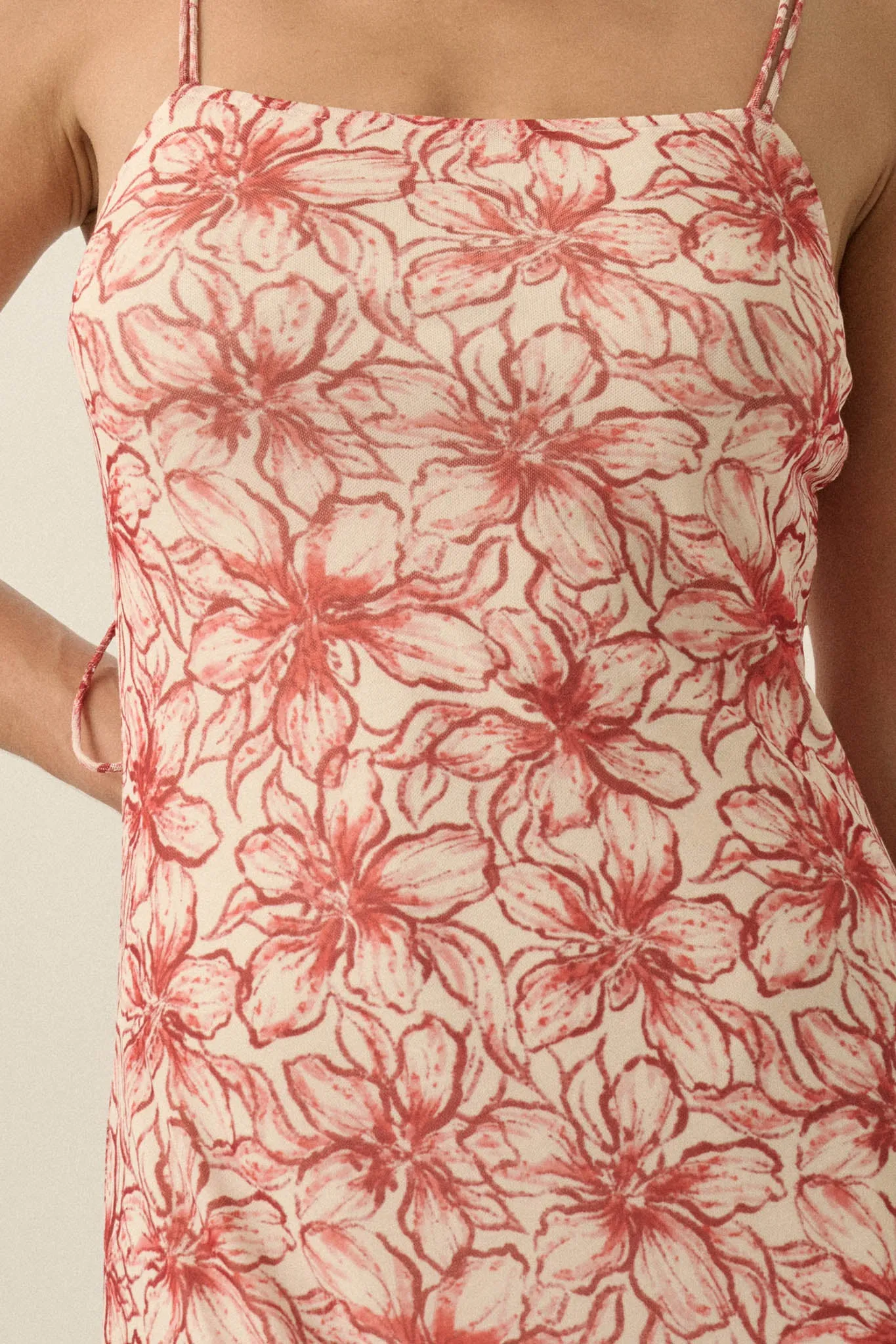 Lilies Bloom Floral Mesh Cami Midi Dress sold by Promesa product image thumbnail 4