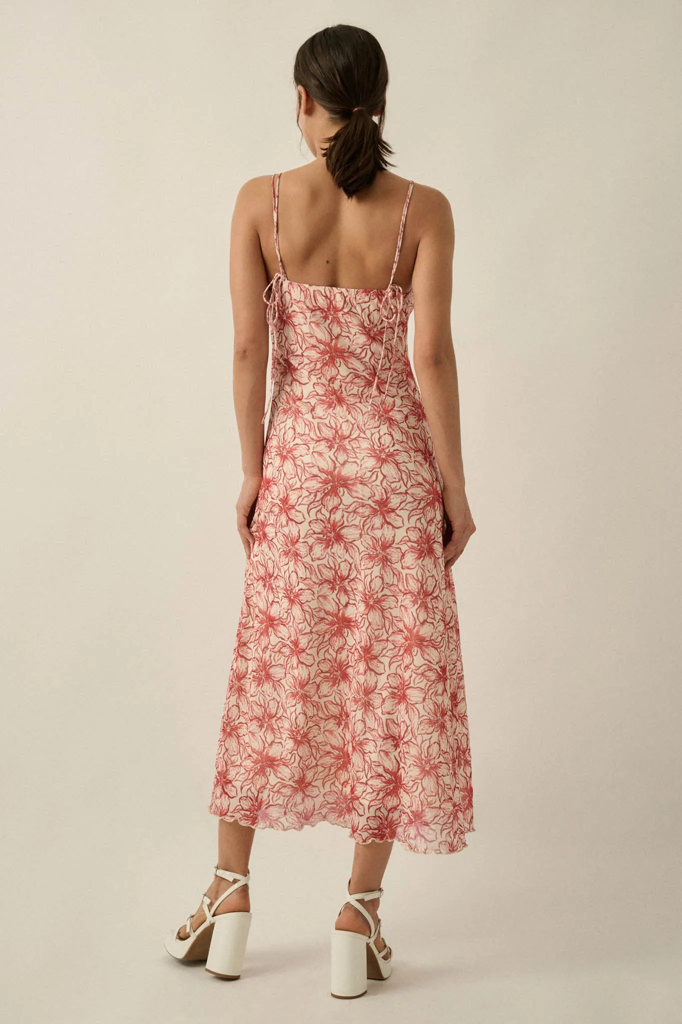 Lilies Bloom Floral Mesh Cami Midi Dress sold by Promesa product image thumbnail 2