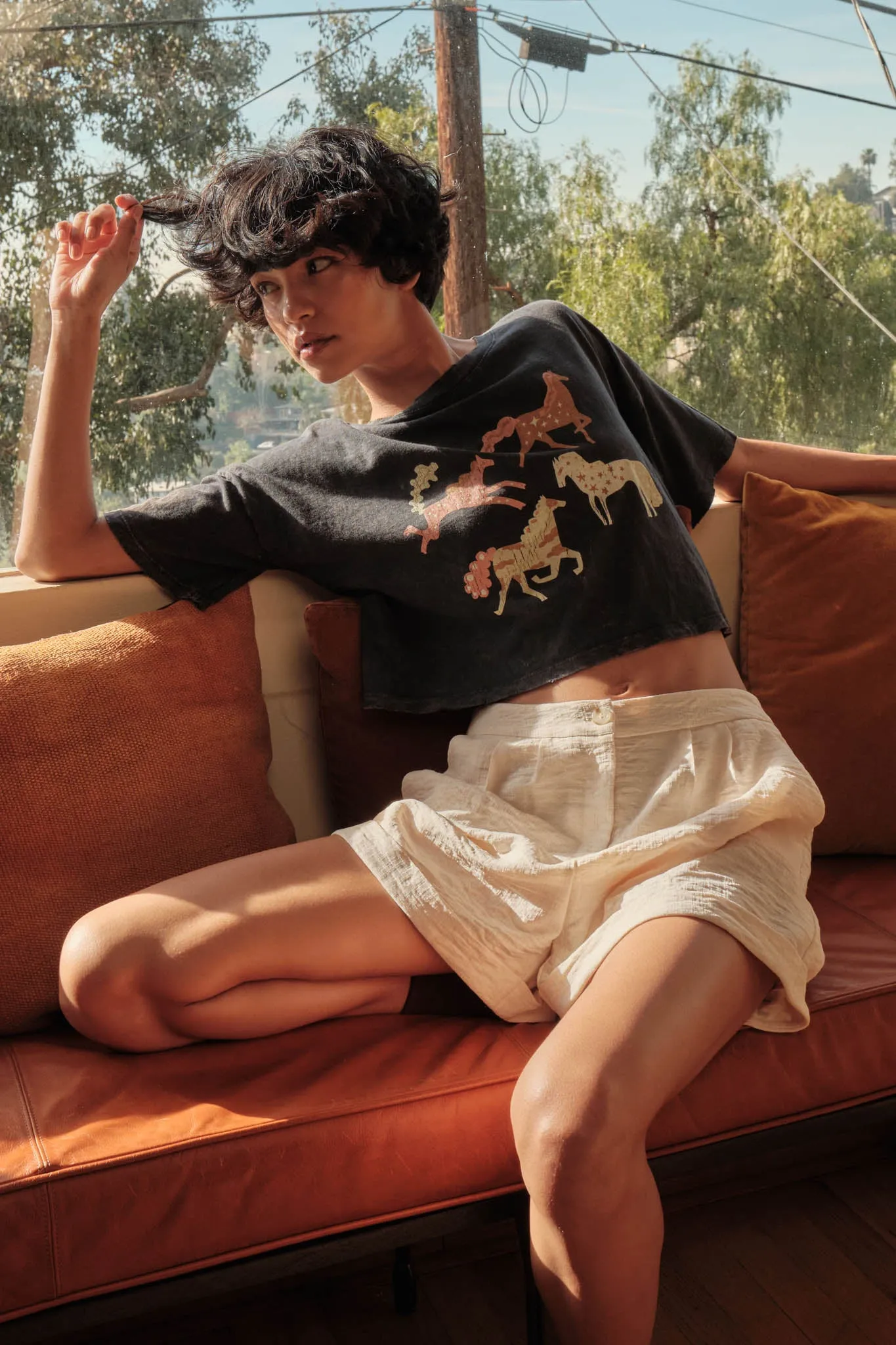 Pony Party Vintage-Wash Cropped Graphic Tee sold by Promesa product image thumbnail 3