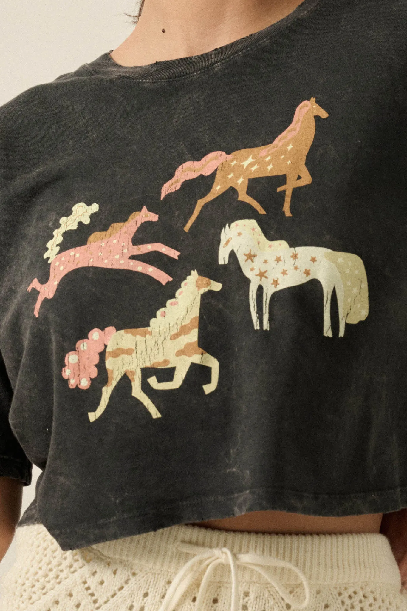 Pony Party Vintage-Wash Cropped Graphic Tee sold by Promesa product image thumbnail 5