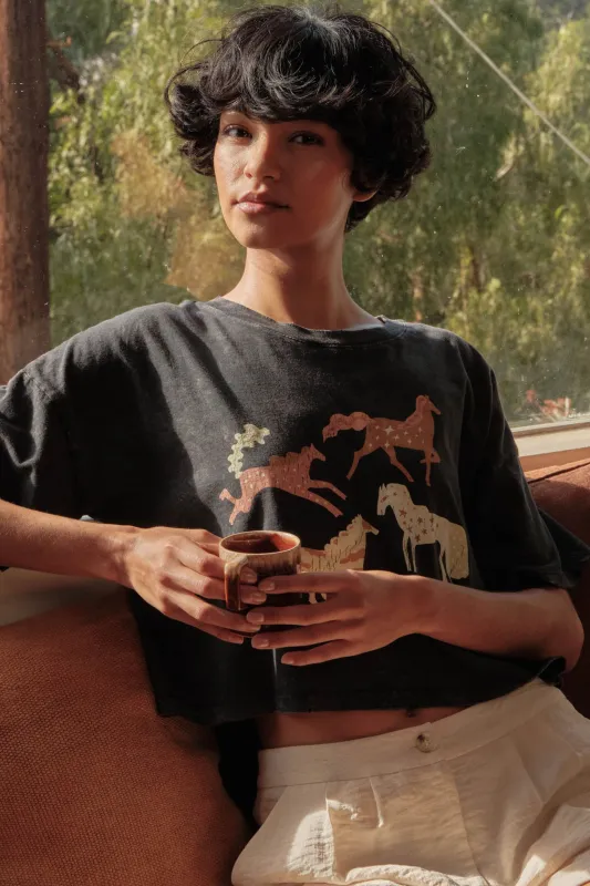 Pony Party Vintage-Wash Cropped Graphic Tee made by Promesa