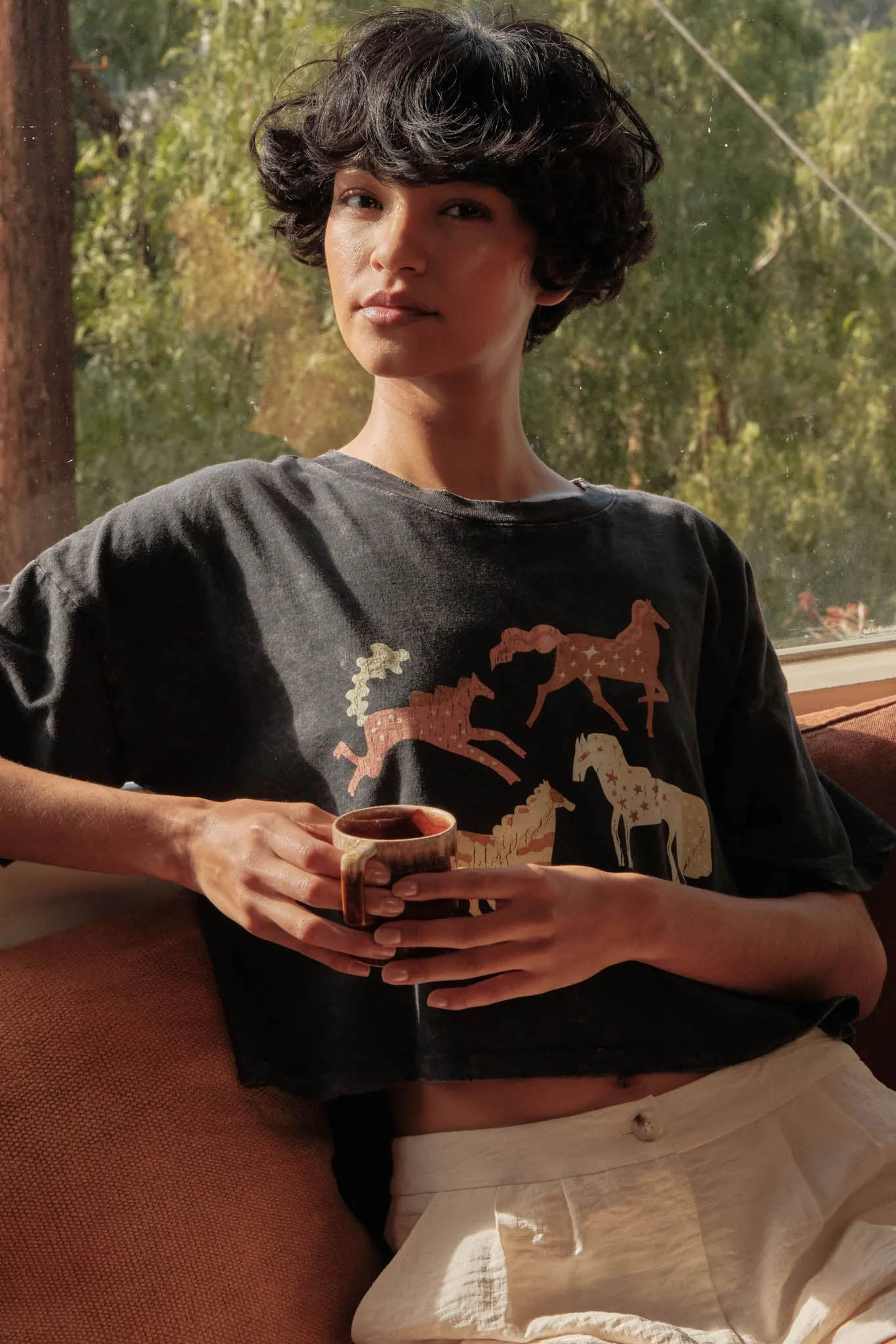 Pony Party Vintage-Wash Cropped Graphic Tee sold by Promesa