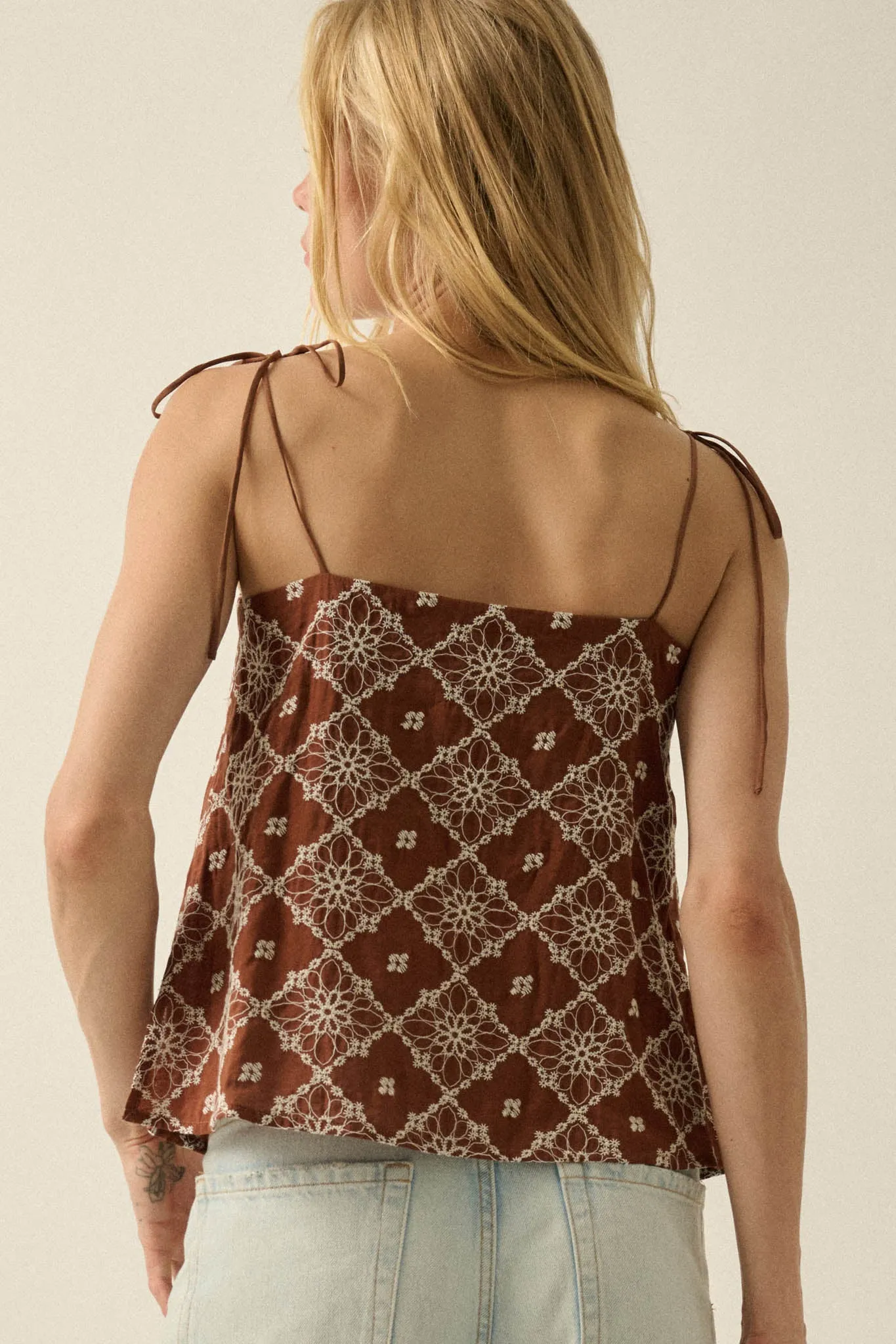 Feeling Flirty Embroidered Straight-Neck Cami Top sold by Promesa product image thumbnail 2