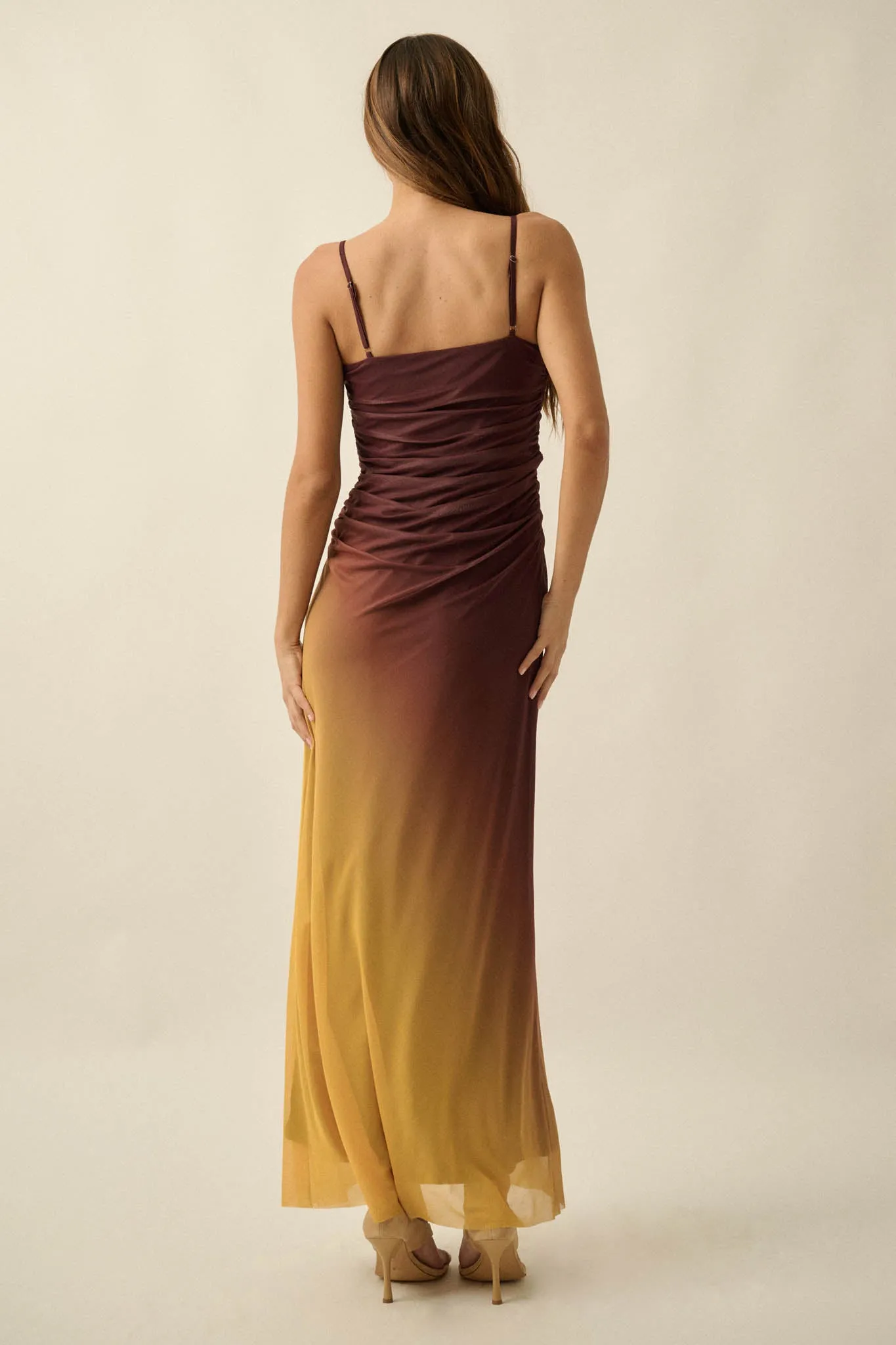 Shades of You Ombre Mesh Ruched Maxi Dress sold by Promesa product image thumbnail 2