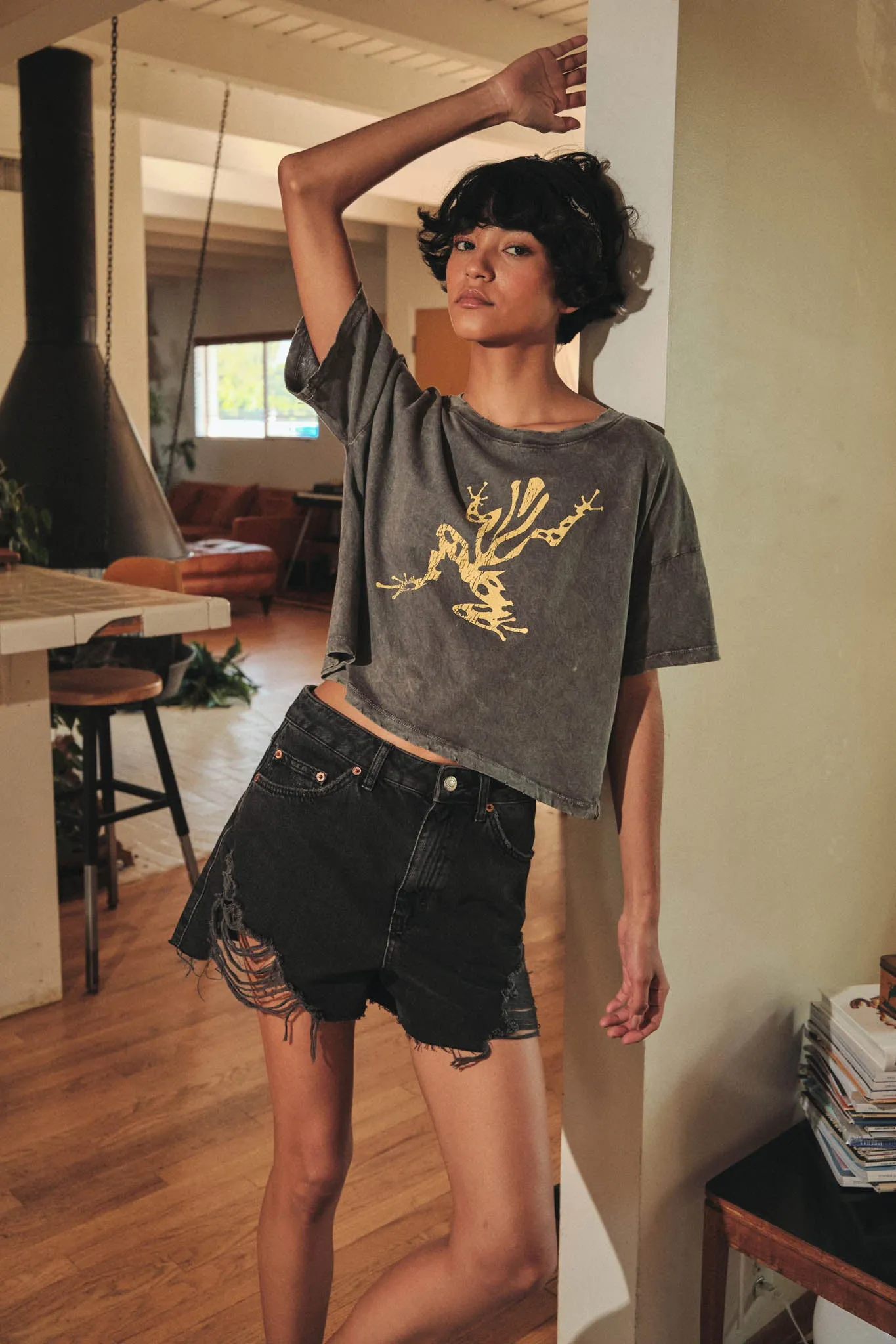 Leap Frog Vintage-Wash Cropped Graphic Tee sold by Promesa product image thumbnail 2
