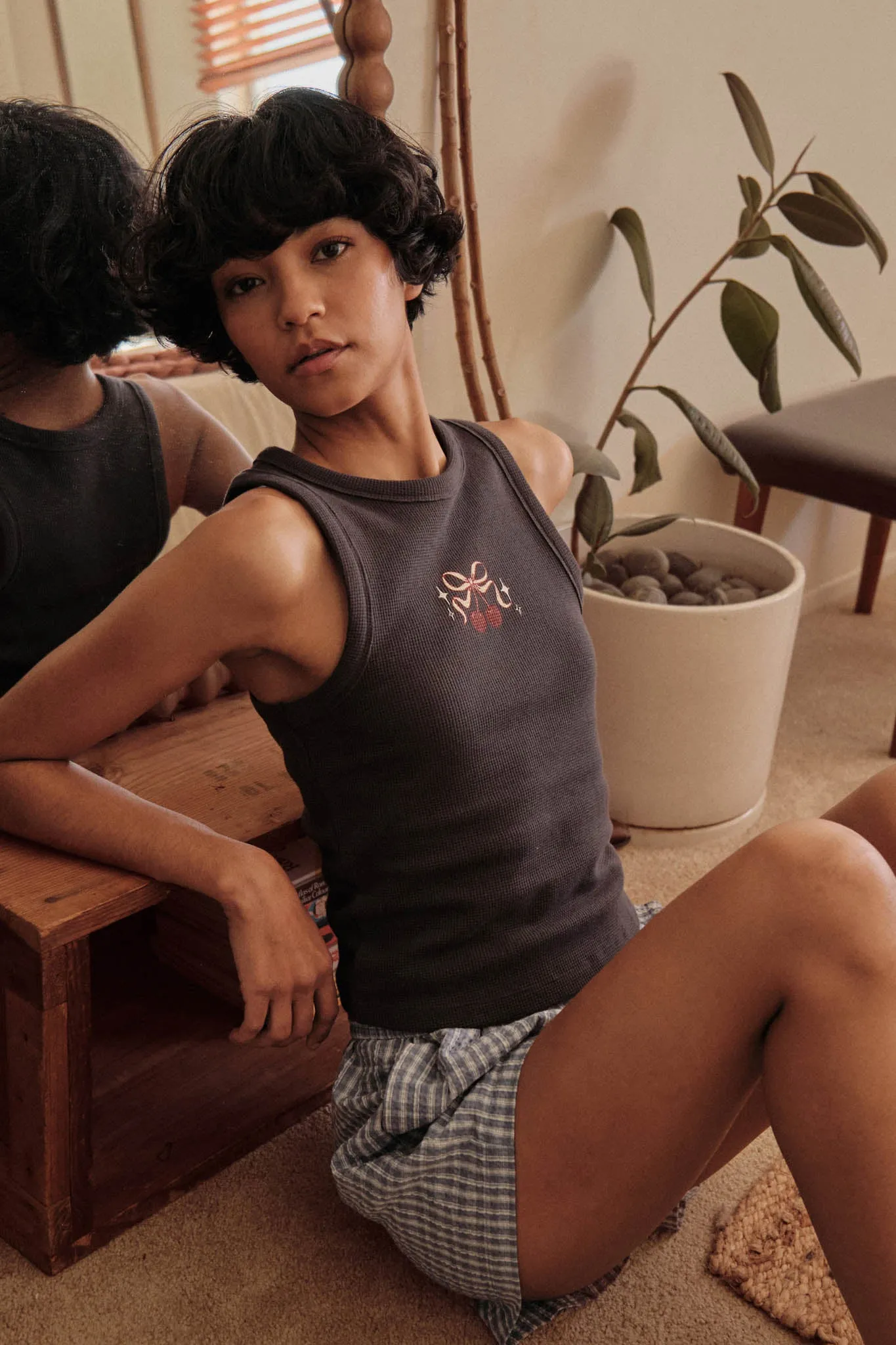 Sweet Cherries Crewneck Thermal Graphic Tank Top sold by Promesa product image thumbnail 2