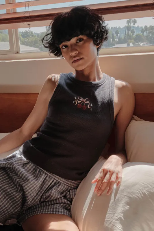 Sweet Cherries Crewneck Thermal Graphic Tank Top made by Promesa
