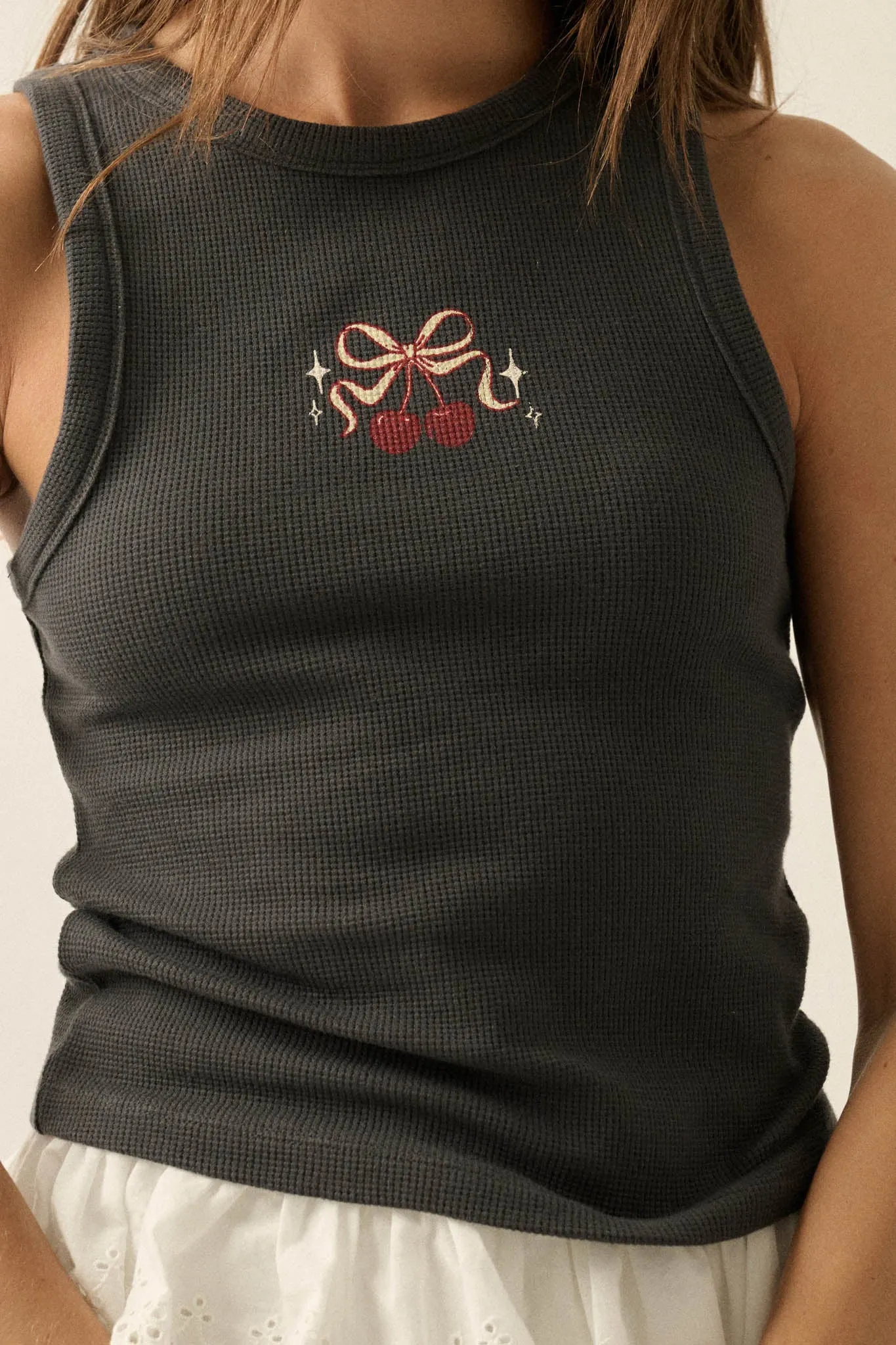 Sweet Cherries Crewneck Thermal Graphic Tank Top sold by Promesa product image thumbnail 5