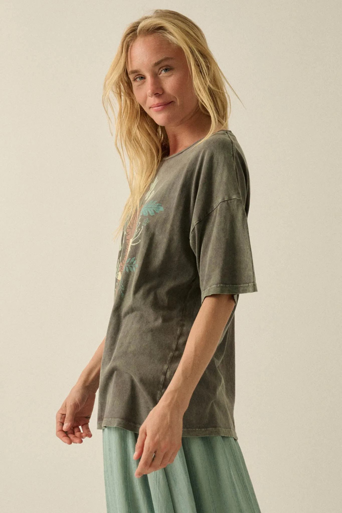 Jungle Tiger Vintage-Wash Oversize Graphic Tee sold by Promesa product image thumbnail 5