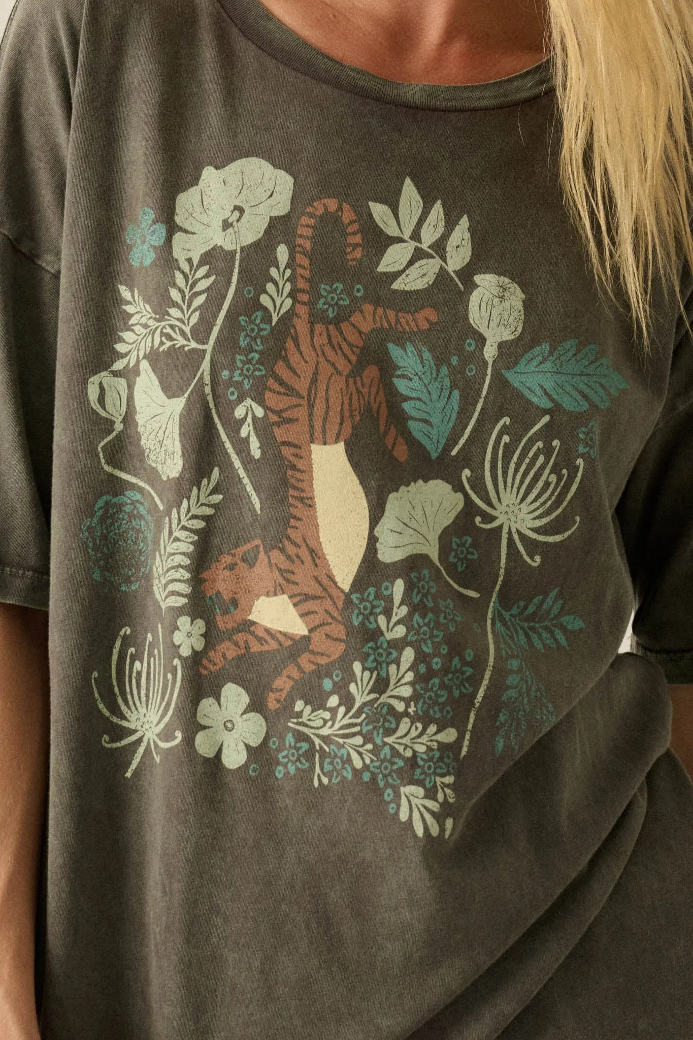 Jungle Tiger Vintage-Wash Oversize Graphic Tee sold by Promesa product image thumbnail 2