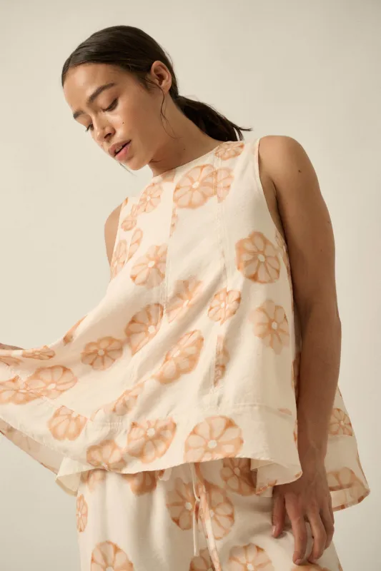 So Delightful Floral Sleeveless A-Line Swing Top made by Promesa