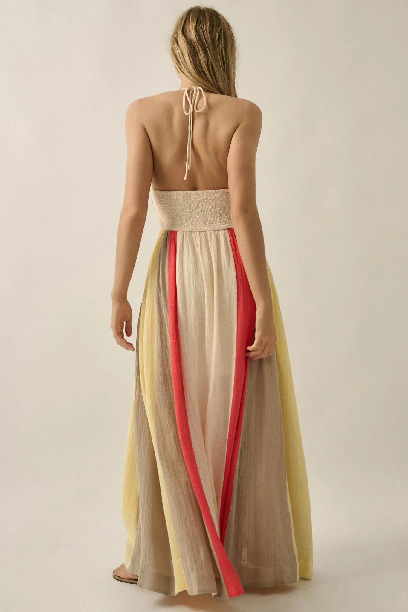 Riviera Dream Colorblock Cotton Gauze Maxi Dress sold by Promesa product image thumbnail 2