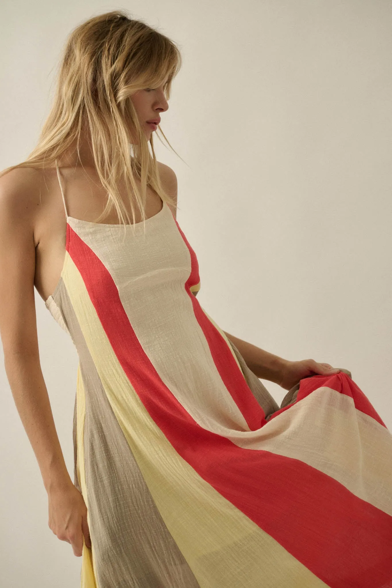 Riviera Dream Colorblock Cotton Gauze Maxi Dress sold by Promesa product image thumbnail 5