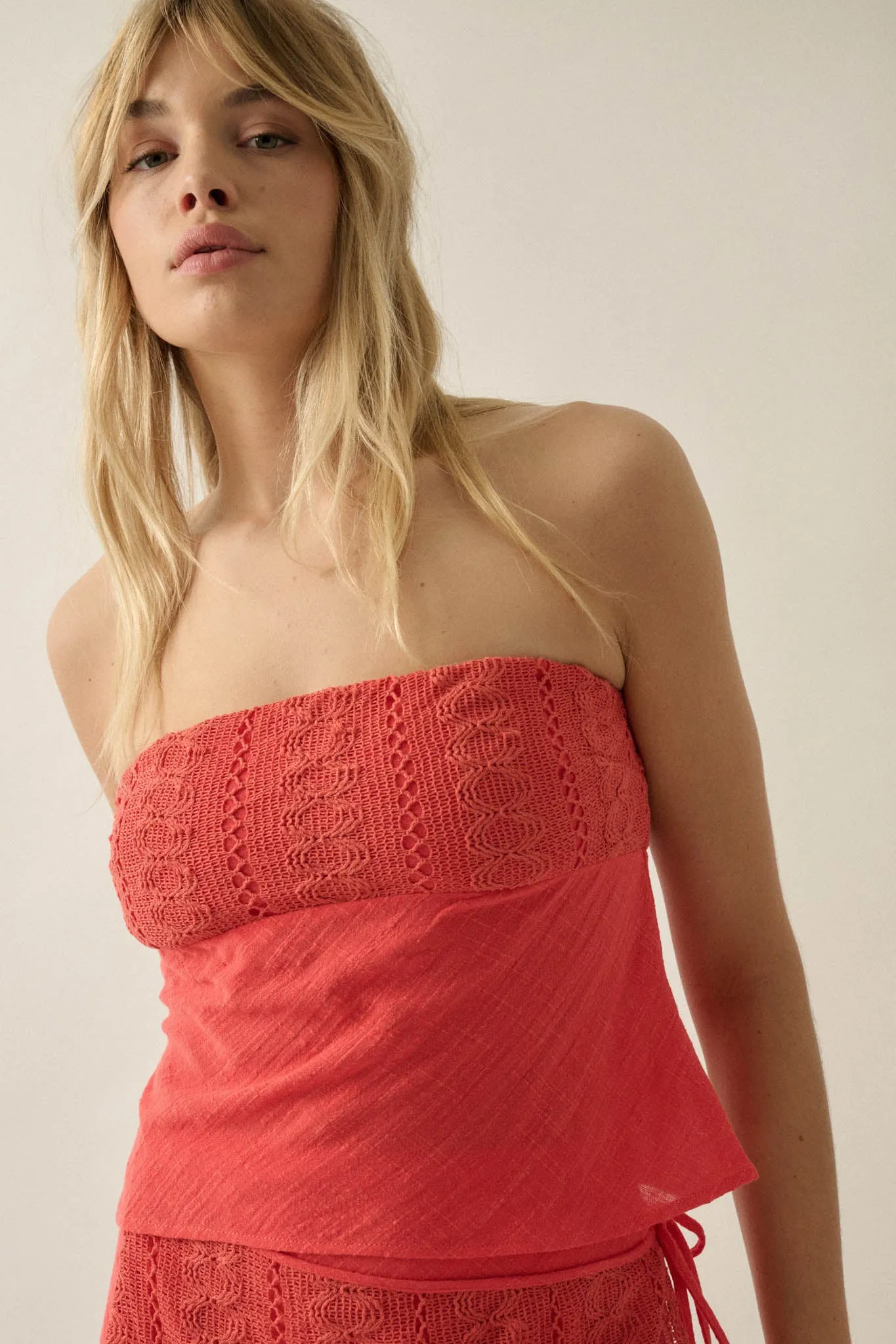 Easy Going Cotton Gauze and Lace Strapless Top sold by Promesa product image thumbnail 5