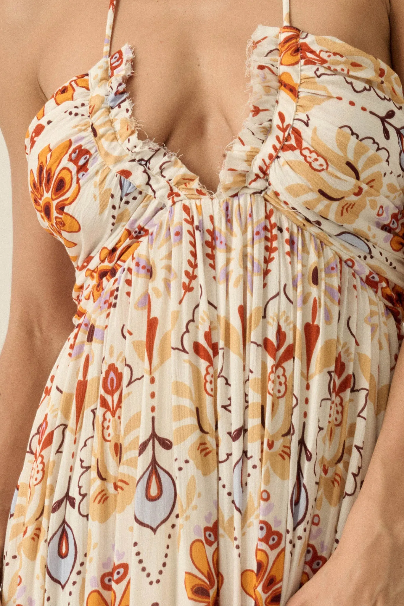 Rare Blooms Floral Medallion-Print Halter Maxi Dress sold by Promesa product image thumbnail 3