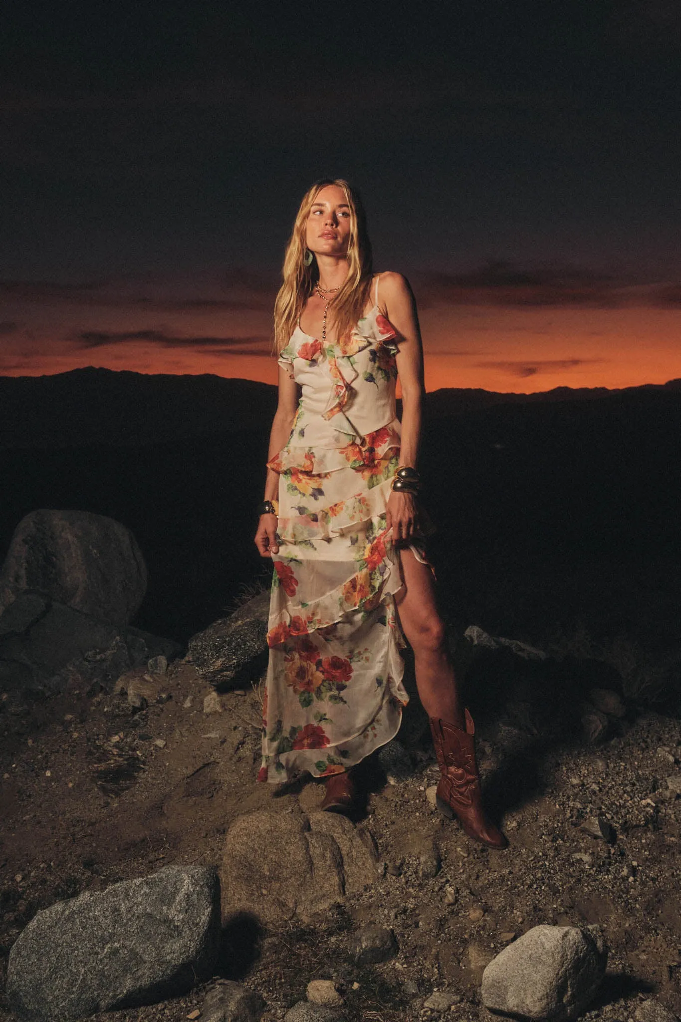 Pure Enchantment Floral Chiffon Ruffle Maxi Dress sold by Promesa product image thumbnail 3